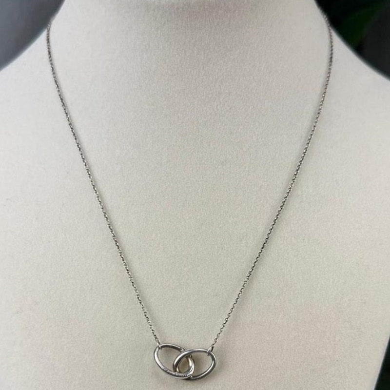 Authentic Tiffany & Co. Elsa Peretti Sterling Silver Double Loop Necklace