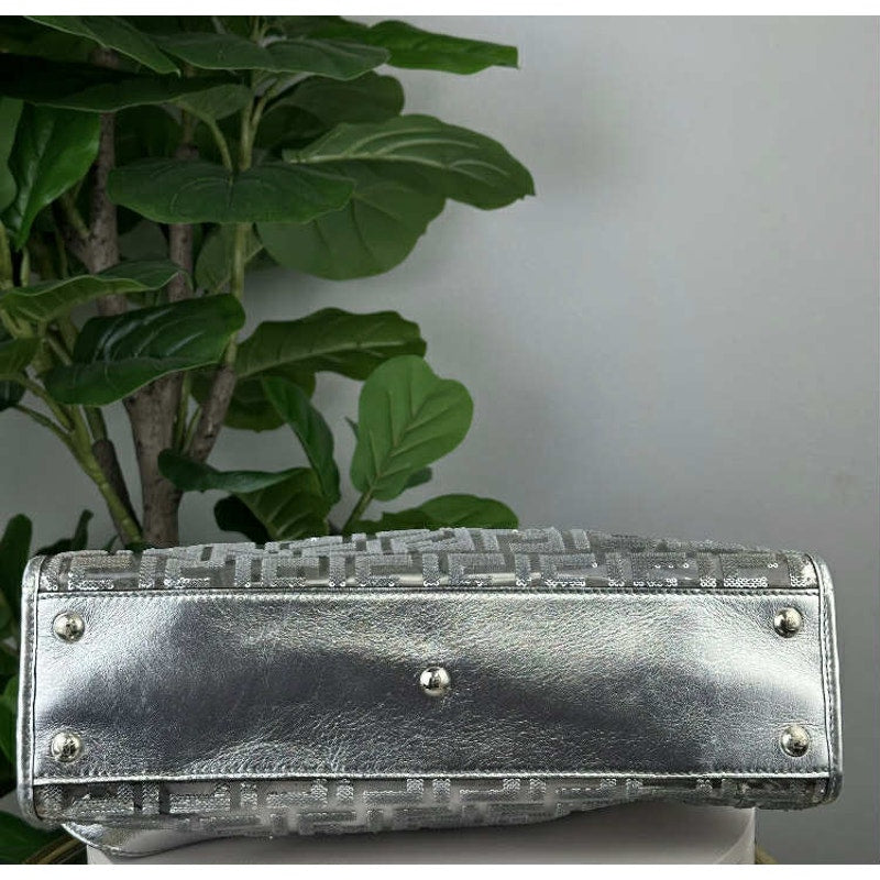 LIMITED EDITION FENDI PVC Vitello Catalan Mirror Sequin FF Medium Peekaboo Satchel