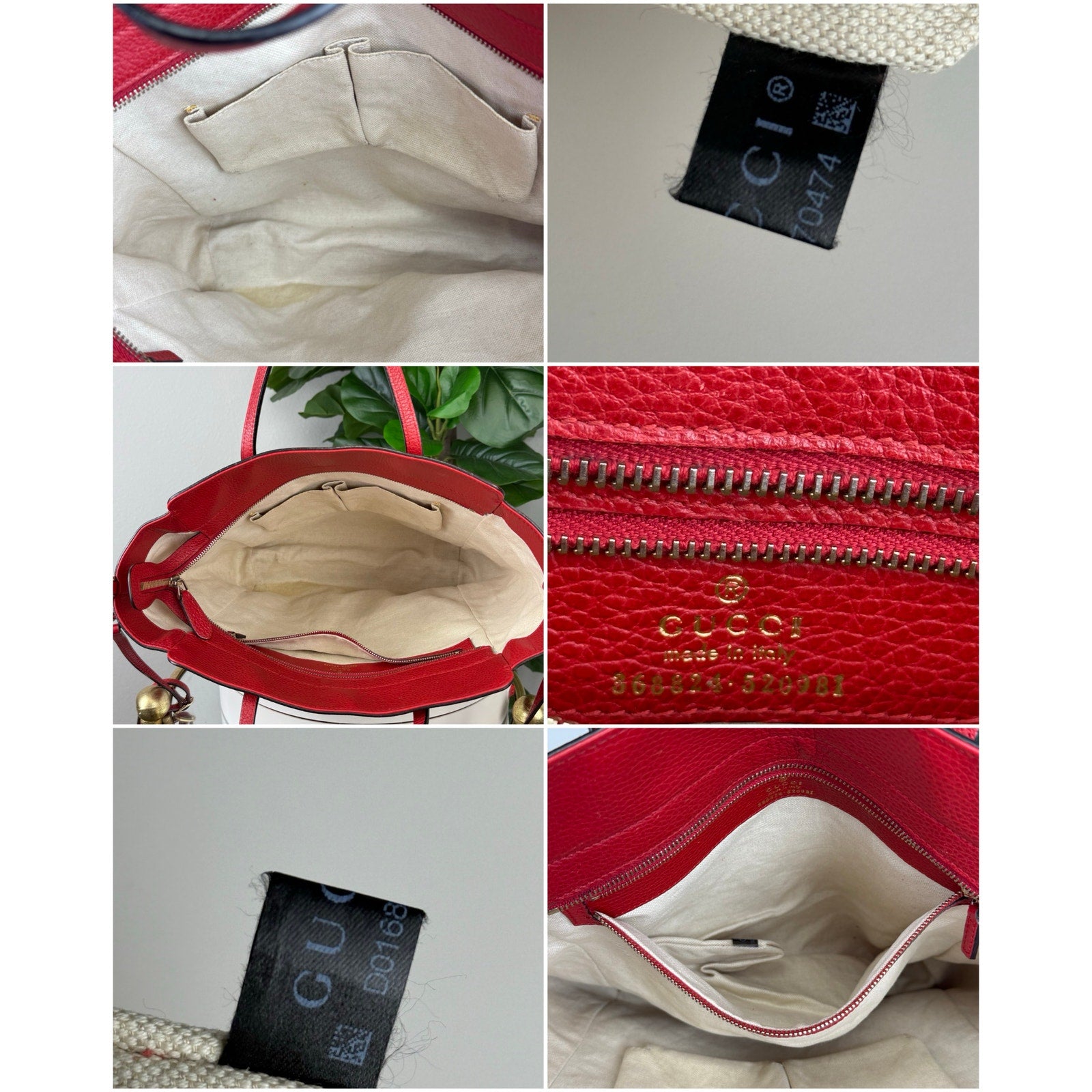 💎Authentic Gucci Leather Swing Tote Bag Red