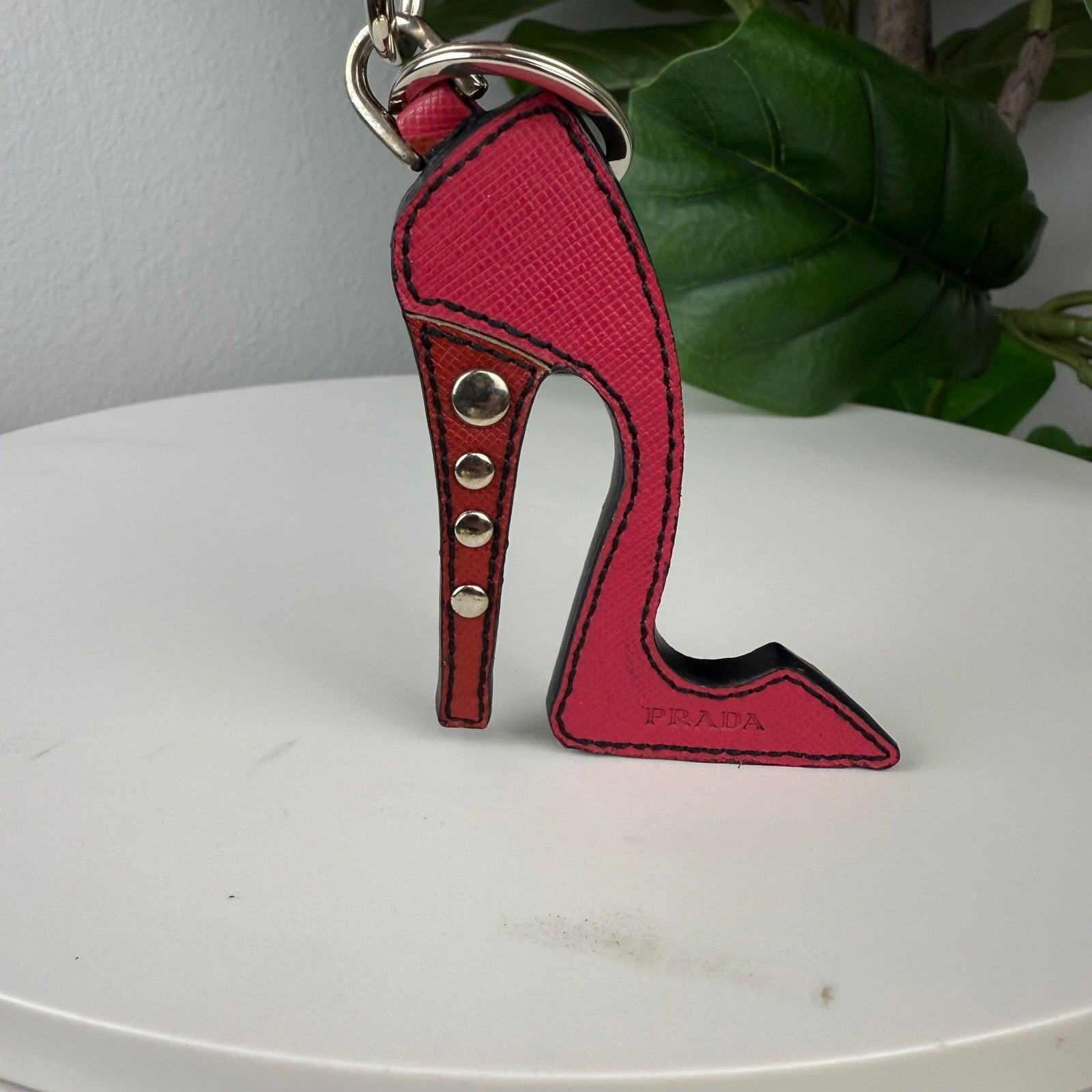 Authentic Prada Leather Heel Key Chain Charm