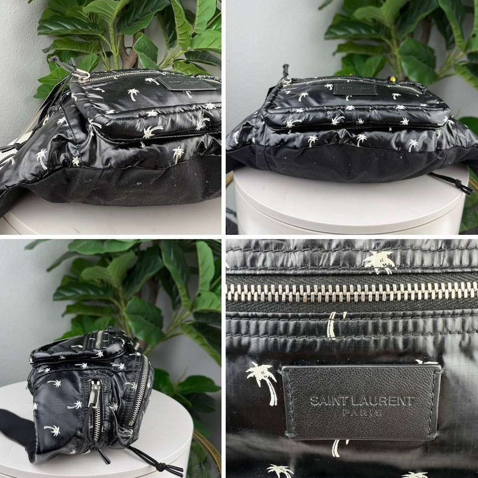 Authentic Saint Laurent Nylon Palm Tree Print Nuxx Crossbody Belt Bag