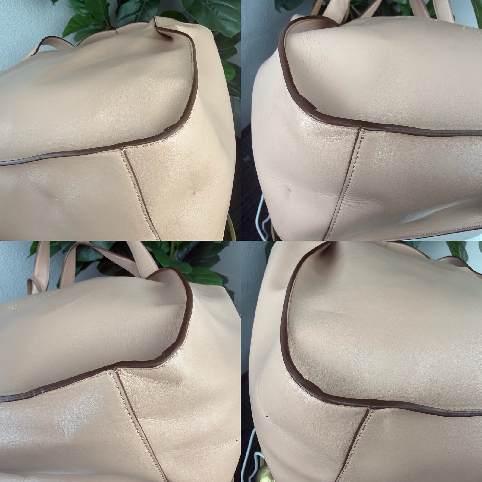 Stella McCartney Nude Logo Tote Vegan Leather Large Shoulder Bag Authentic Pre Owned