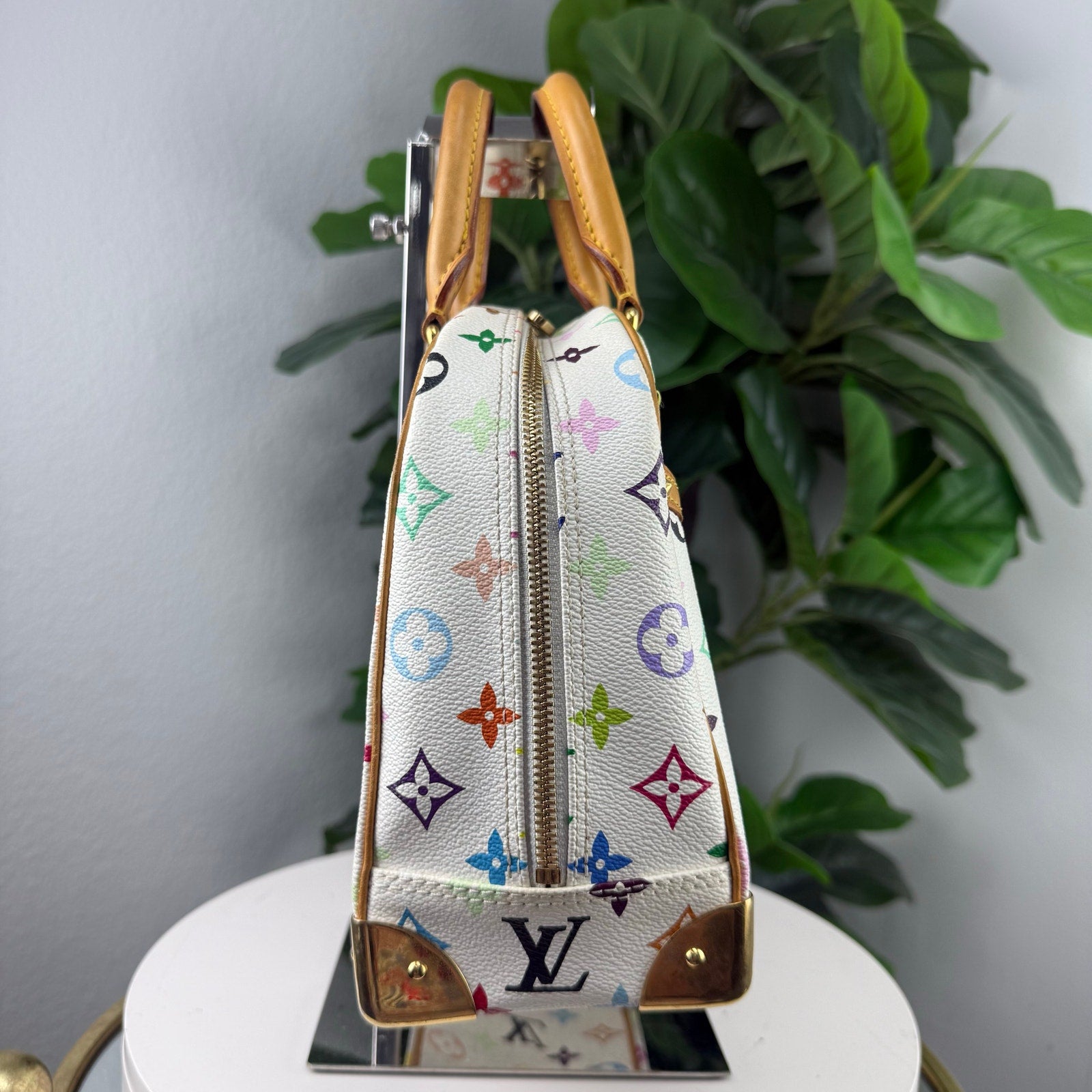 Louis Vuitton White Multicolor Monogram Trouville Bag Authentic Pre Owned