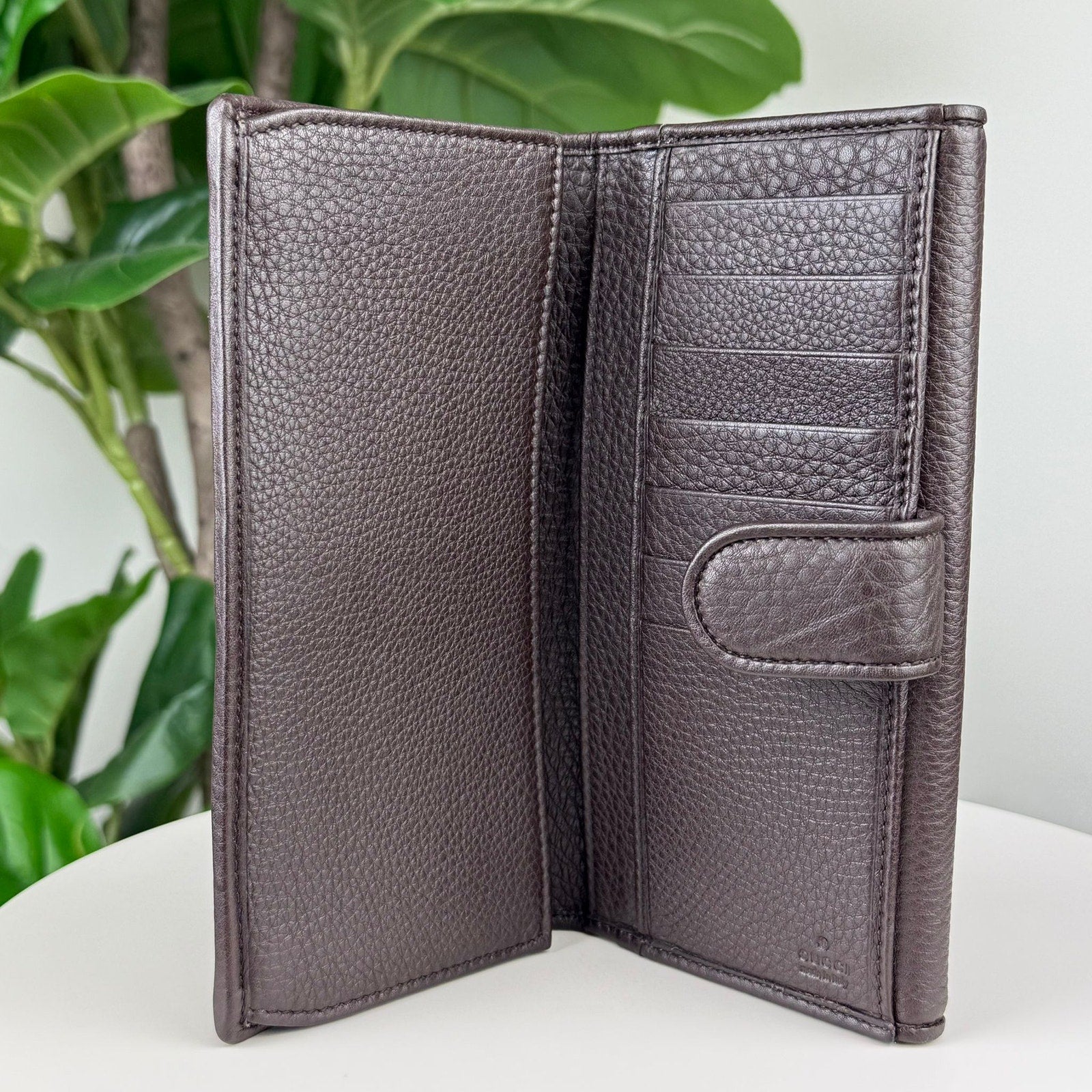 Authentic Gucci Diamante Canvas Leather Flap Wallet