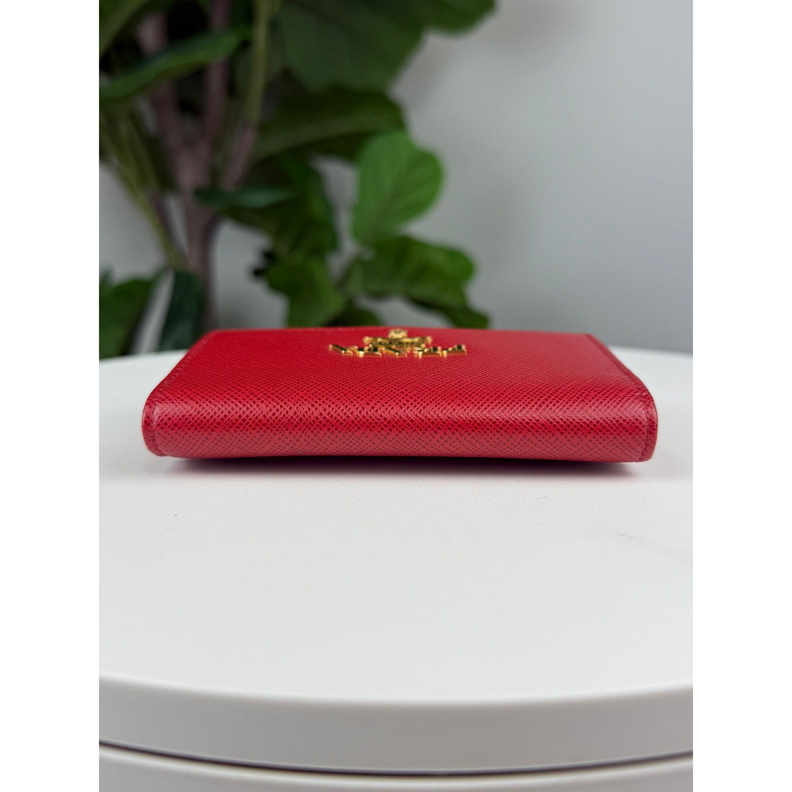 Authentic PRADA Saffiano Leather Card Wallet Red