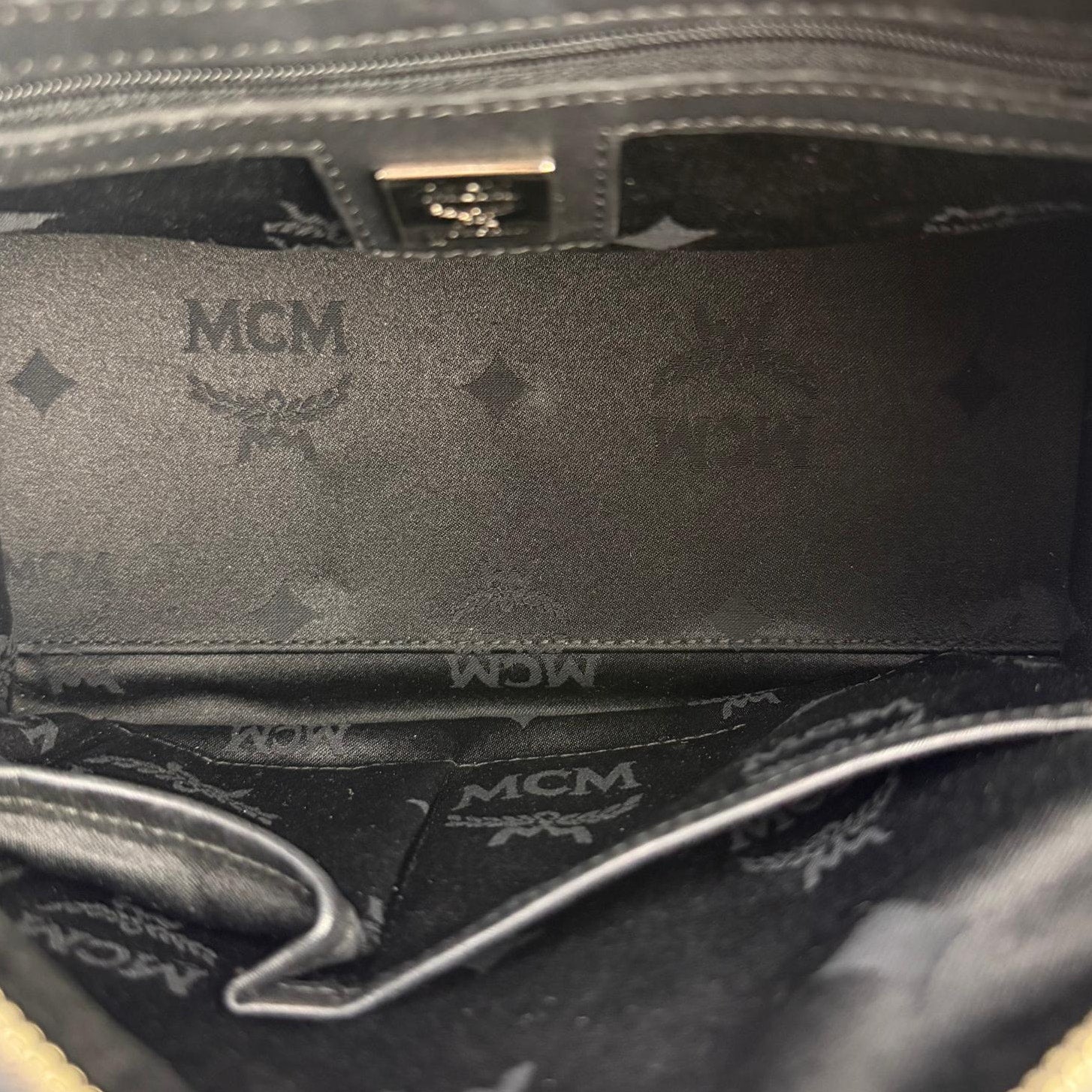Authentic MCM Small Visetos Boston Bag Black