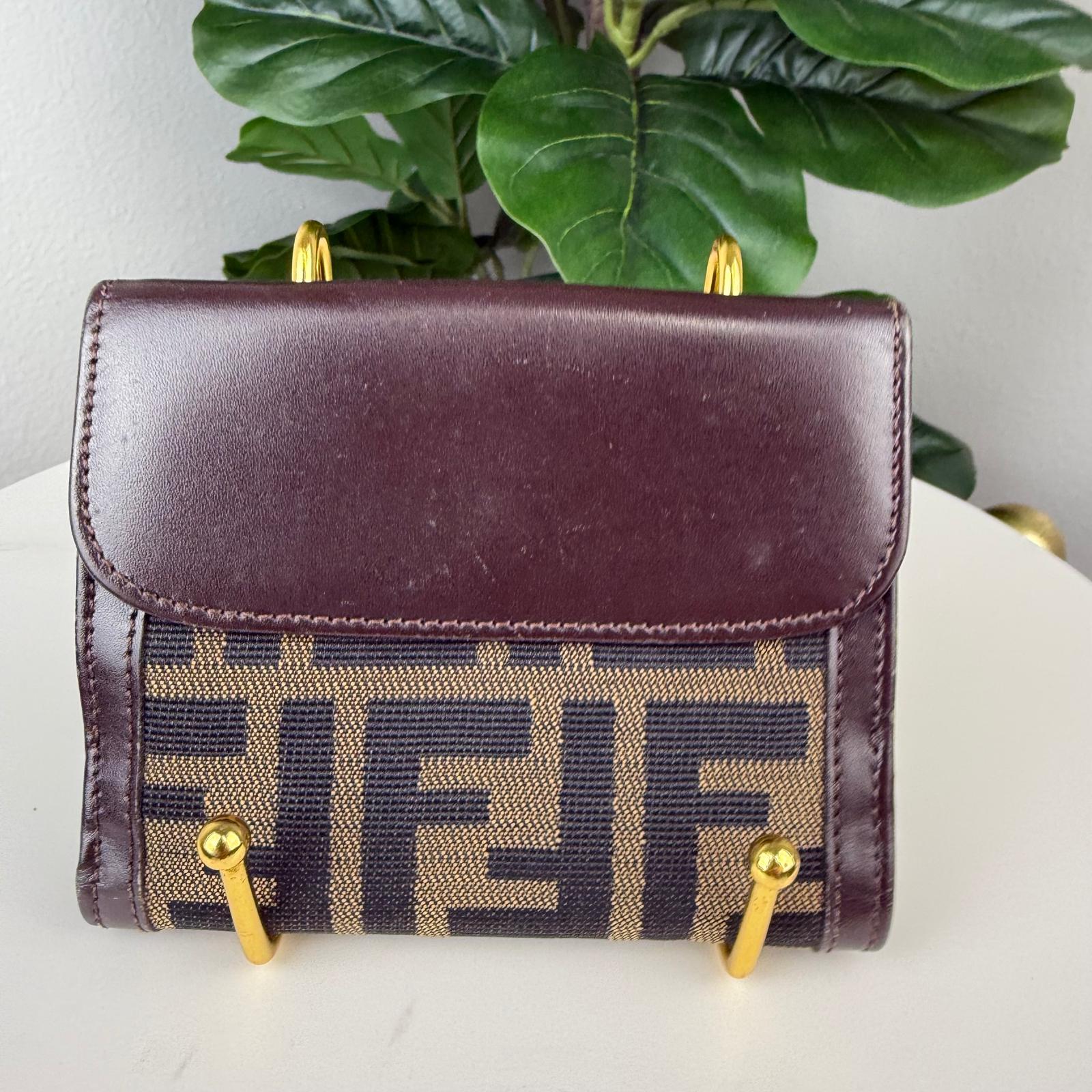 Authentic FENDI Zucca Canvas Leather Wallet