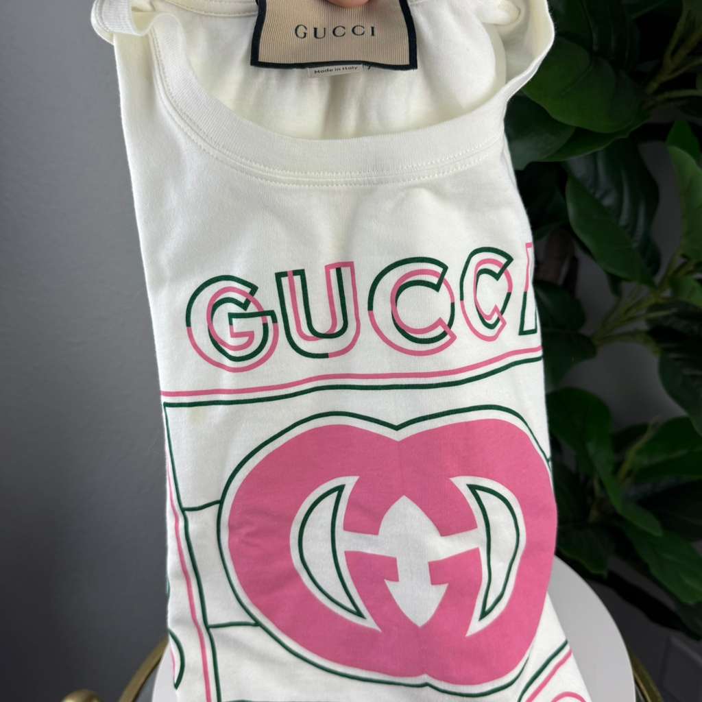 Authentic Gucci Women's Oversized Vintage T-shirt Off-White Cotton Jersey