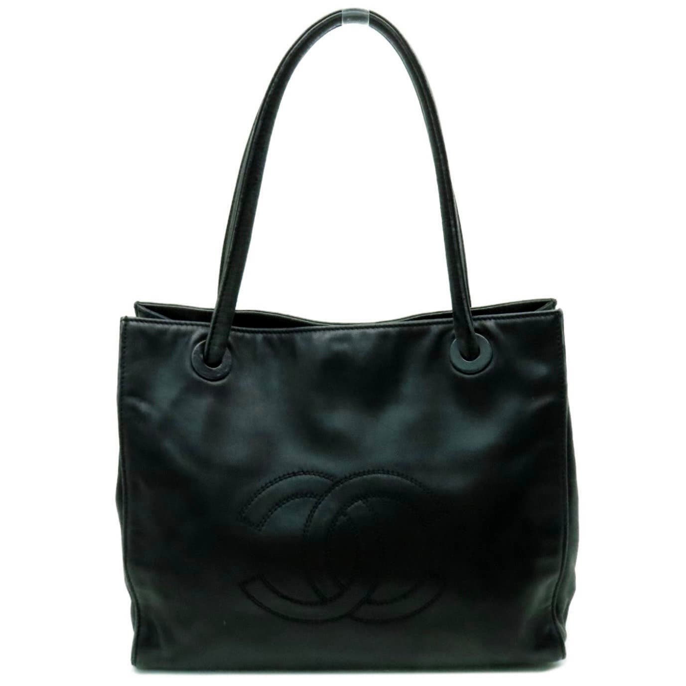Authentic CHANEL CC Handbag Leather Black
