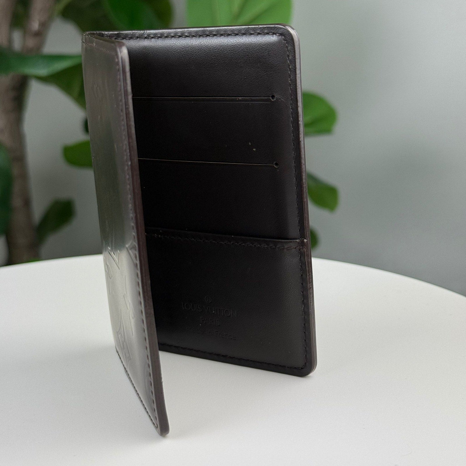 Authentic Louis Vuitton Monogram Glace Organiseur de Poche Cafe