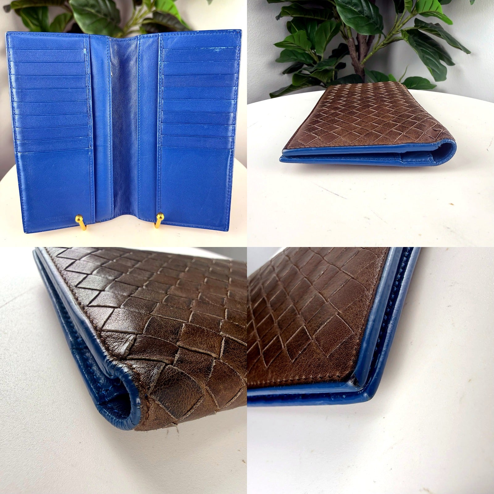 Authentic Bottega Veneta Intrecciato Woven Leather Long Wallet