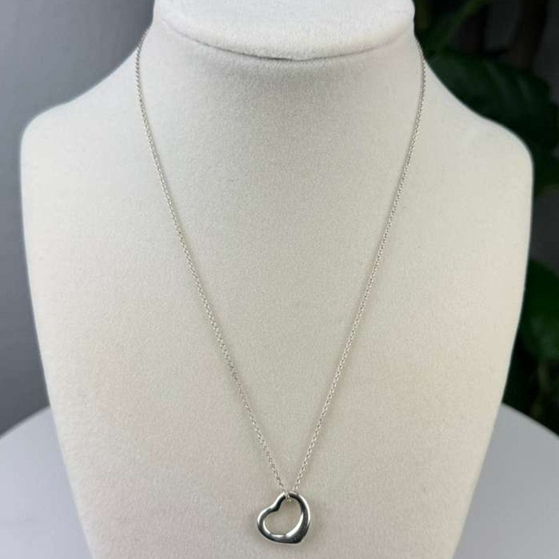 Authentic Tiffany & Co. Elsa Perett Open Heart Pendant Necklace