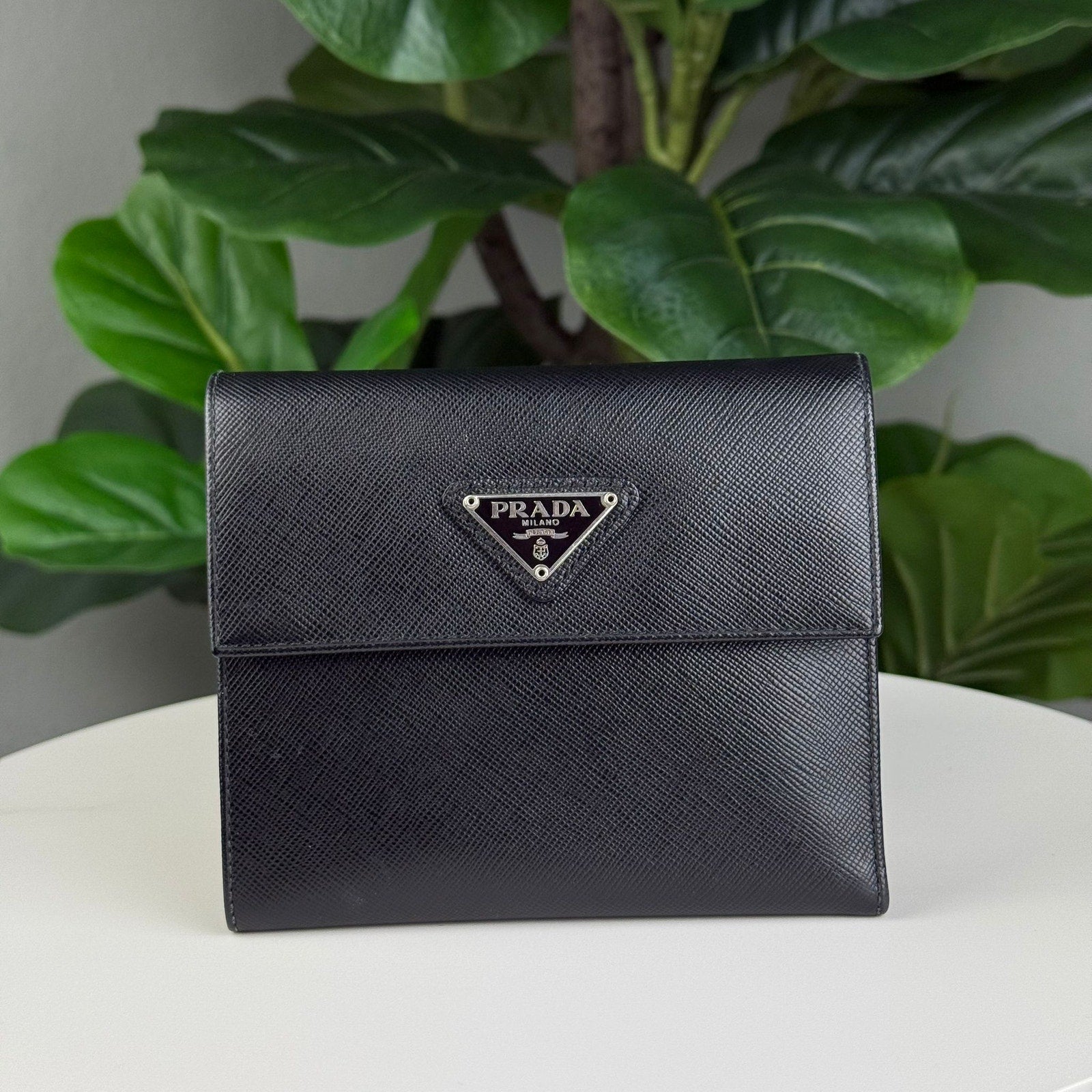 Authentic PRADA Saffiano Leather Black Wallet