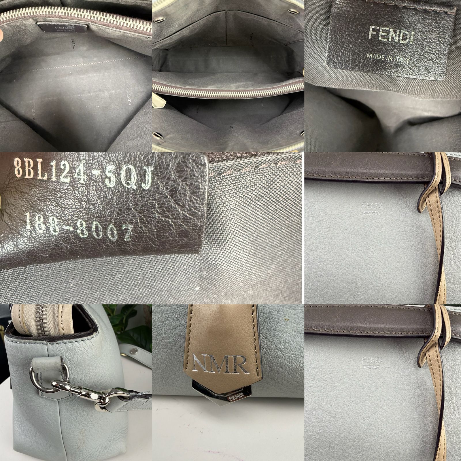 Authentic Fendi By The Way Bag Grey Calfskin Leather