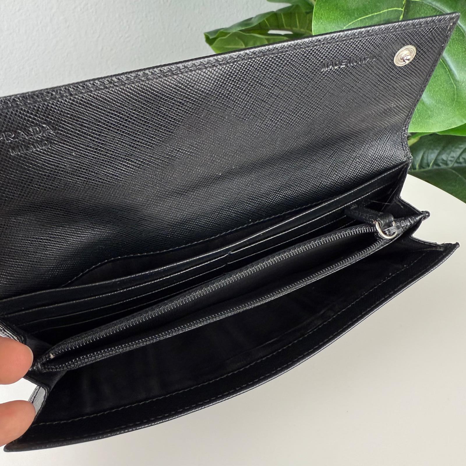 Authentic PRADA Saffiano Leather Black Wallet