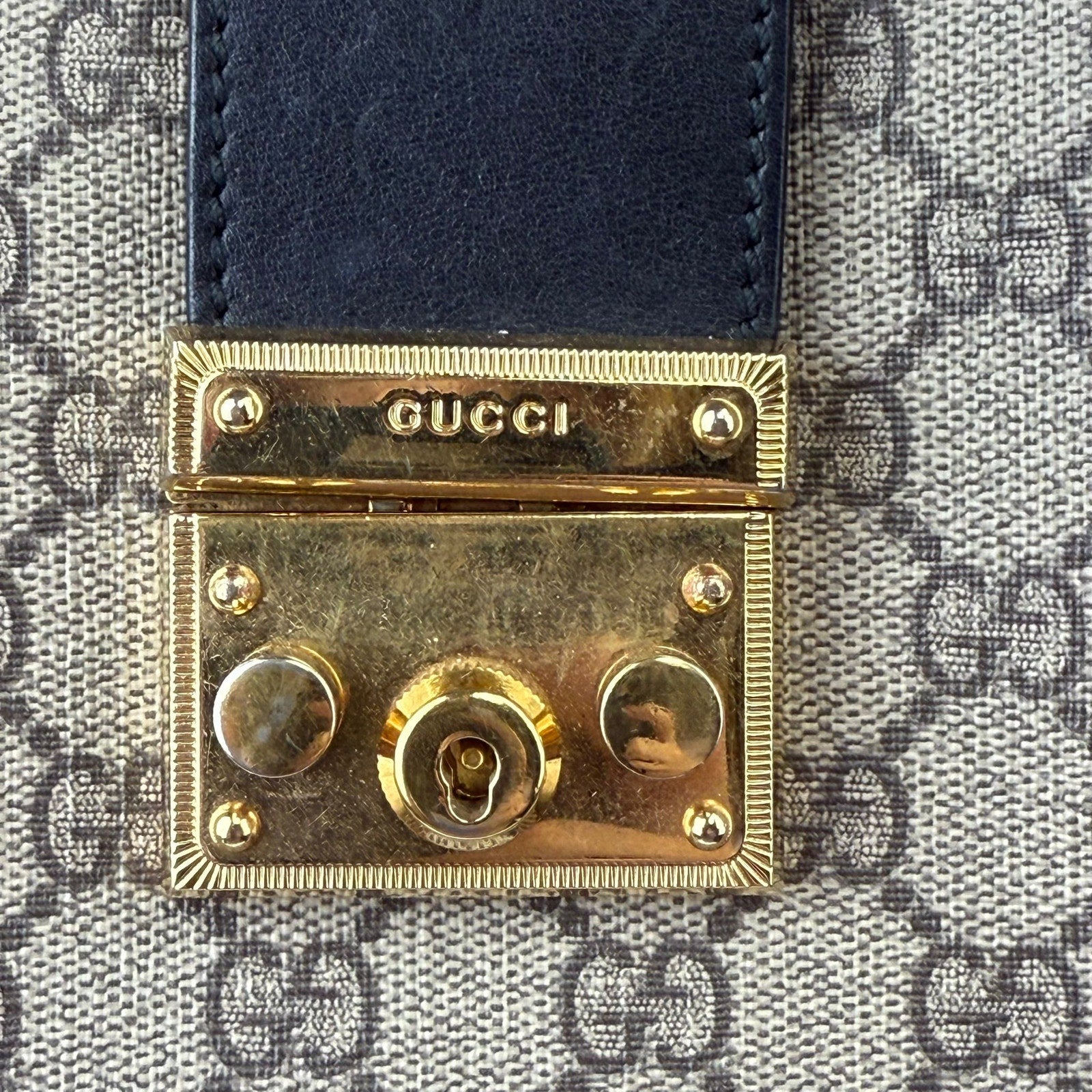 Authentic Gucci GG Supreme Padlock Medium Shoulder Bag