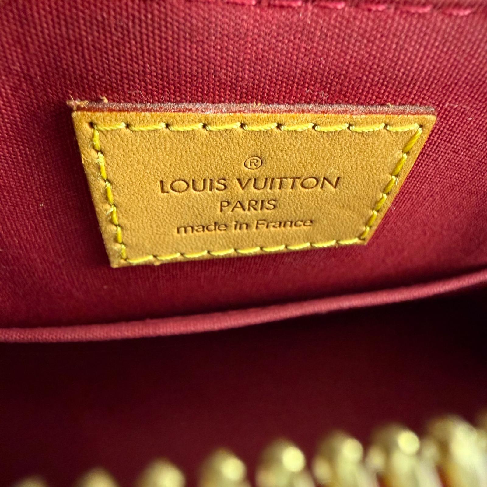 Authentic Louis Vuitton Monogram Vernis Alma BB Handbag Red