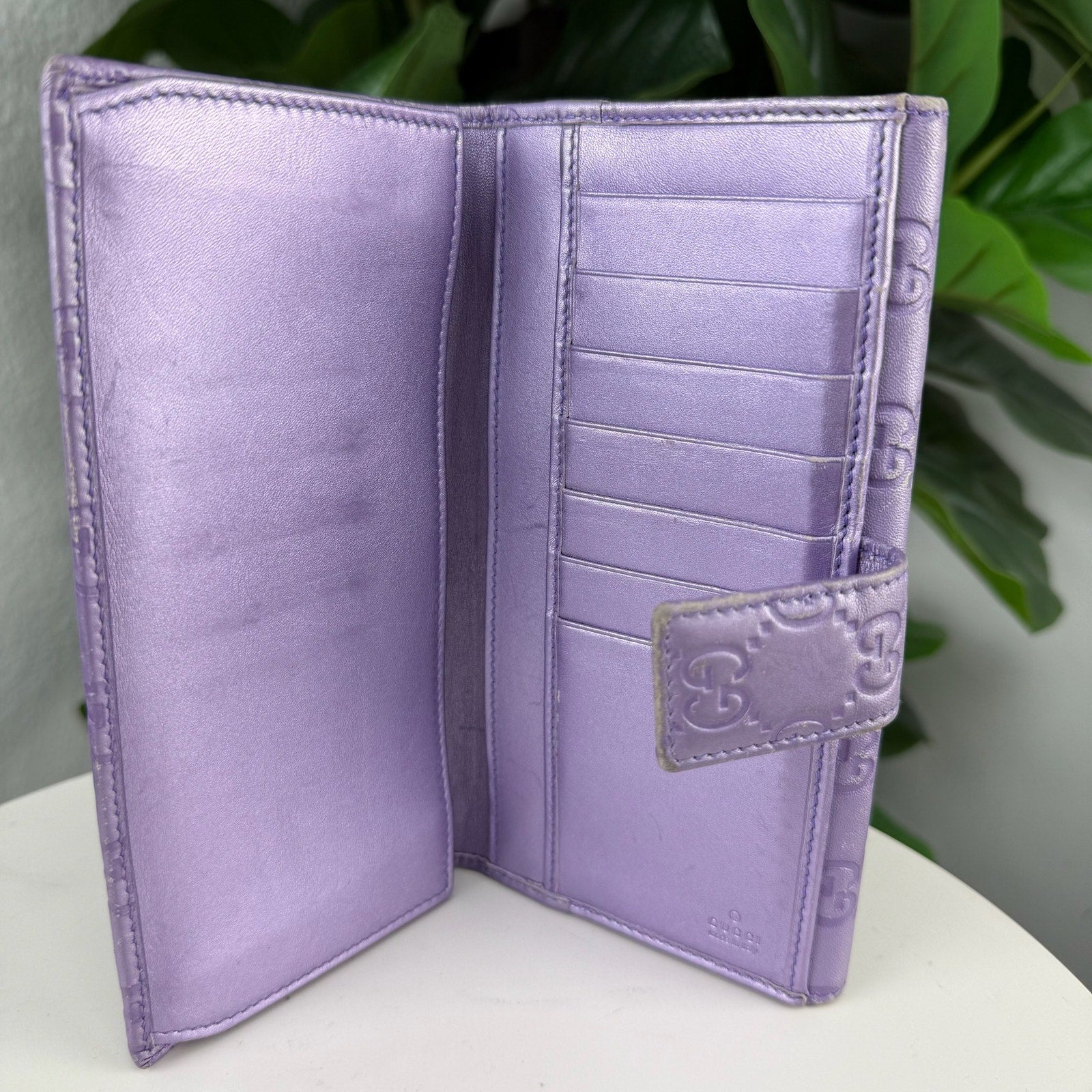 Gucci Guccissima Leather Purple Long Wallet Authentic Pre Owned
