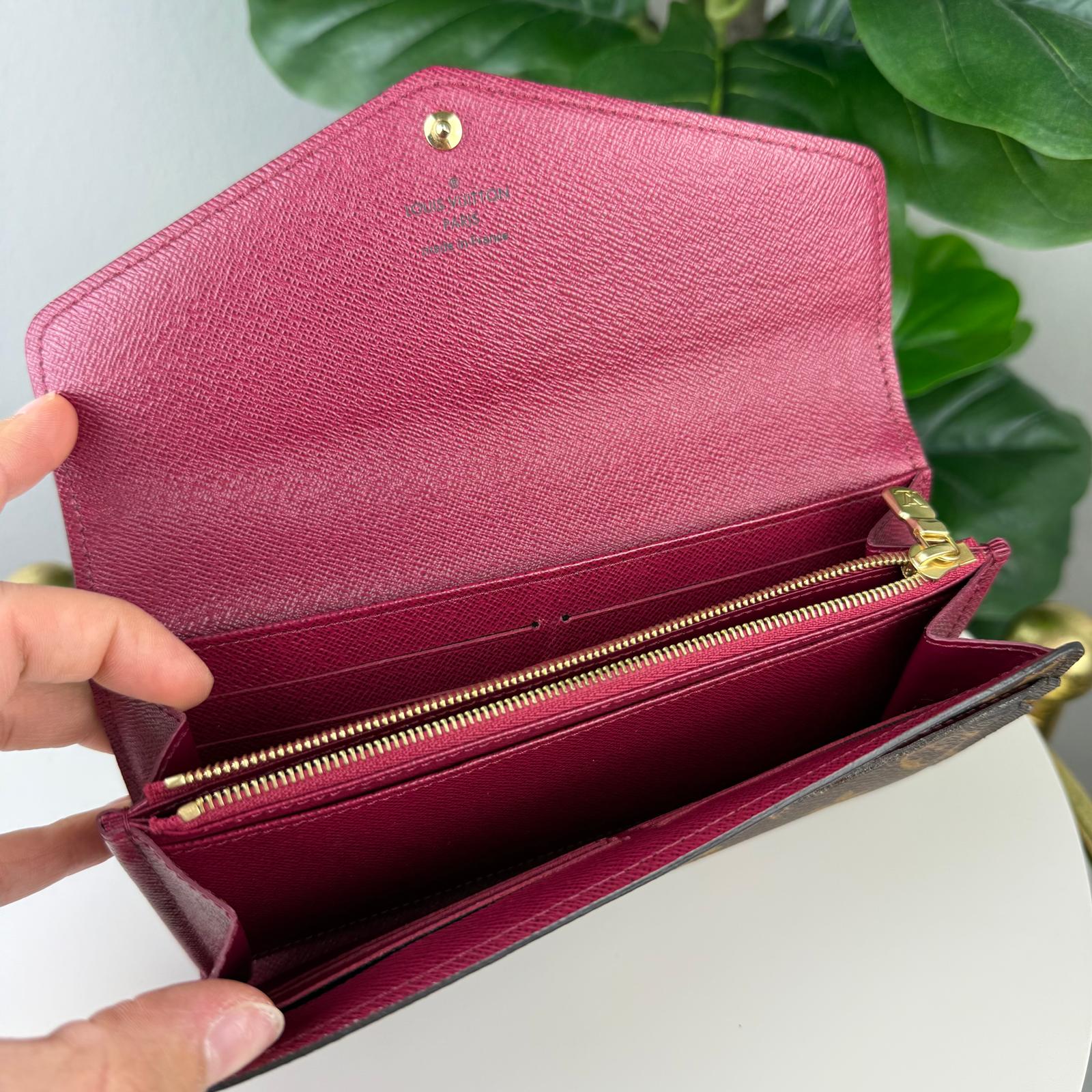 Authentic Louis Vuitton Monogram Portefeuille Sarah Long Wallet Fuchsia