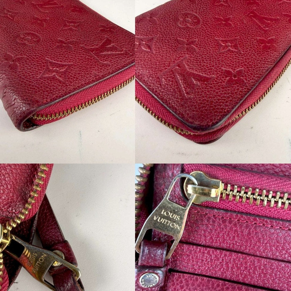 Authentic Louis Vuitton Monogram Empreinte Zippy Wallet Maroon