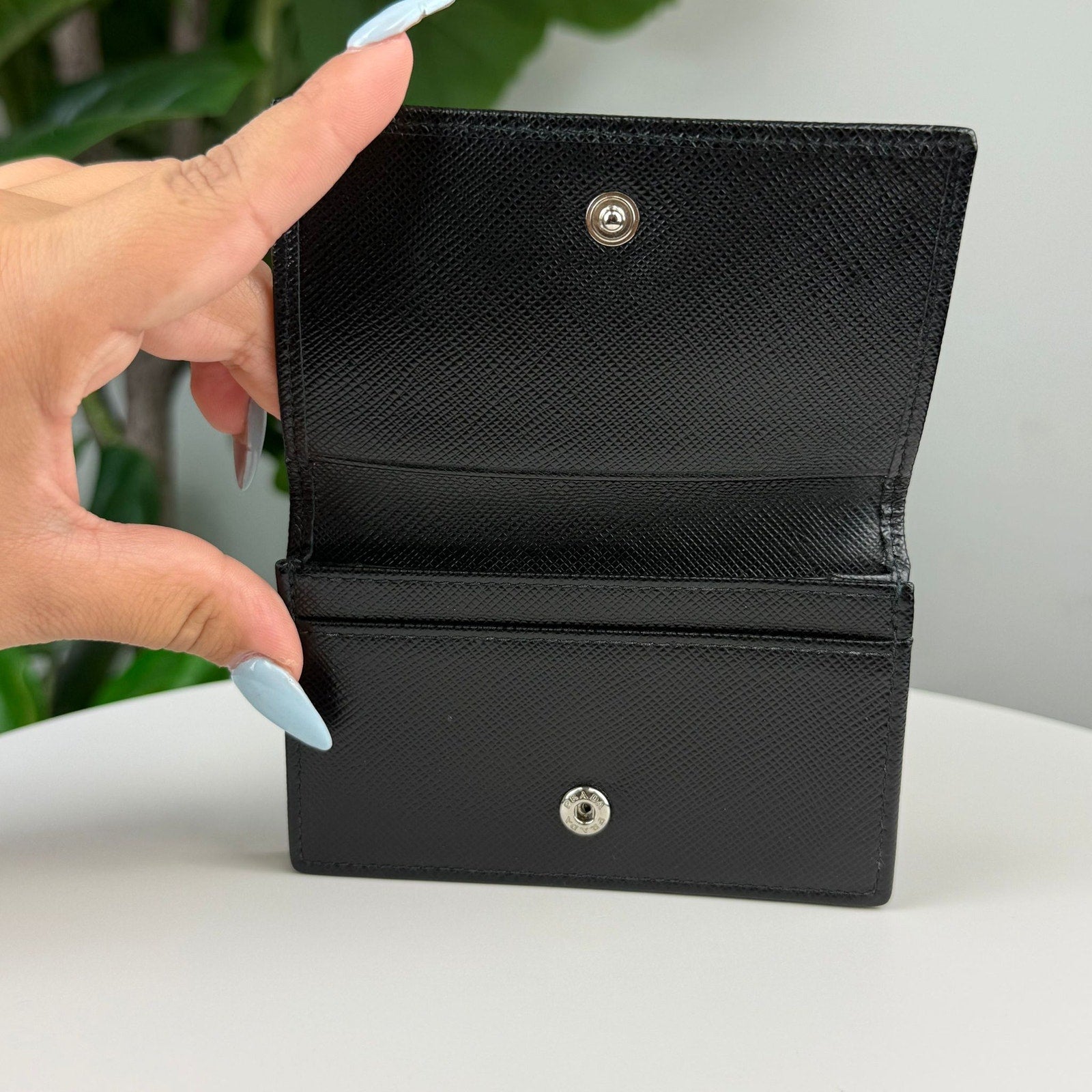 Authentic PRADA Saffiano Card Wallet Black