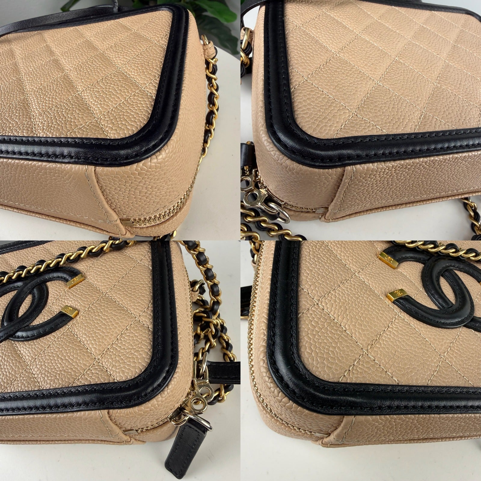 Chanel Filigree Vanity Case beige - corner details