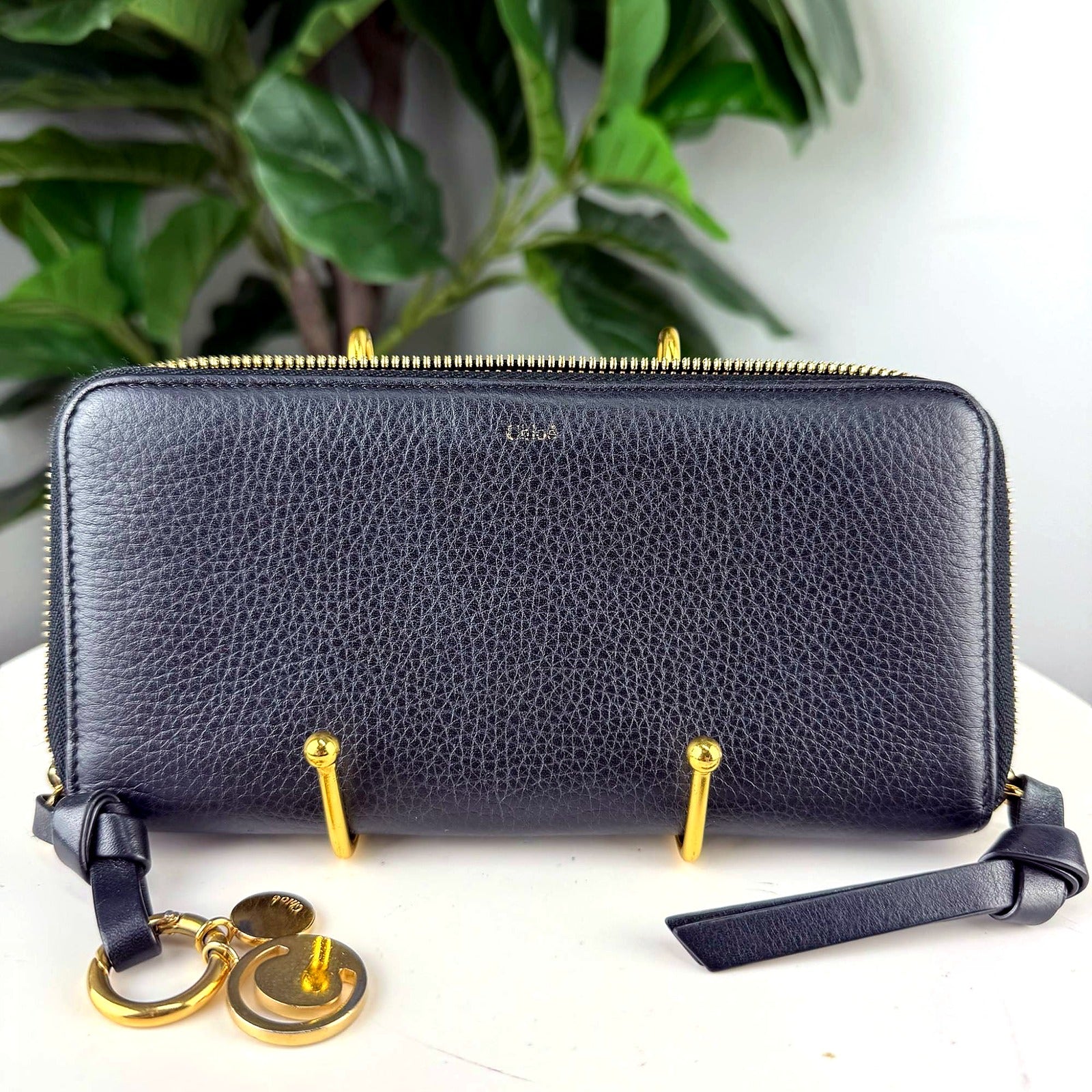 Authentic Chloe Black Pebbled Leather Zip-Around Wallet