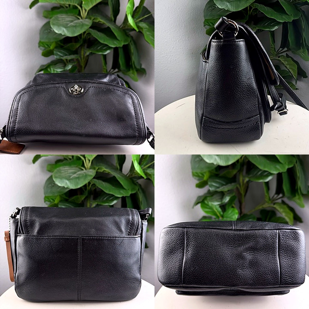 Coach crossbody bag additional angles, other side, back, and bottom