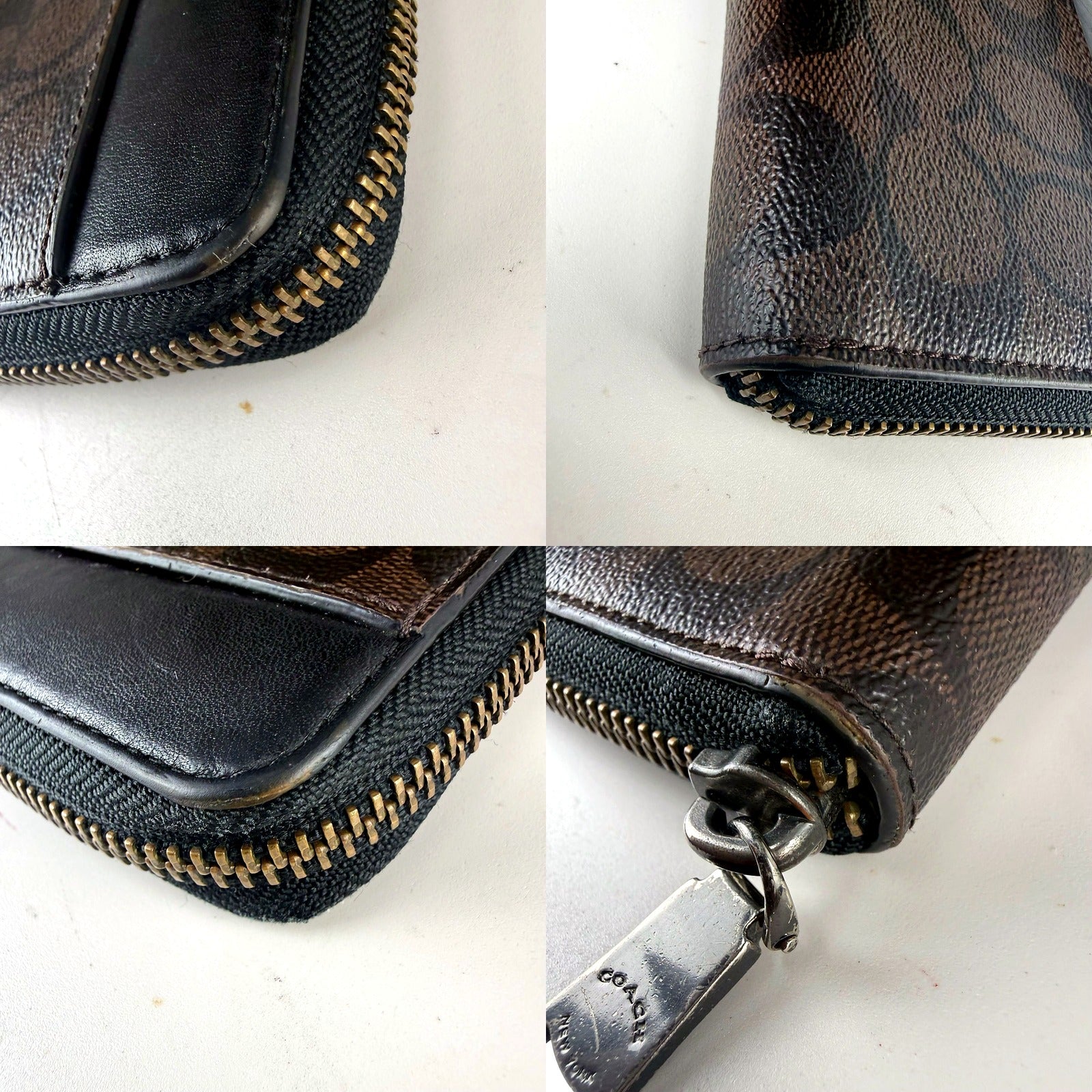 Authentic Coach Signature Canvas Zip-Around Wallet
