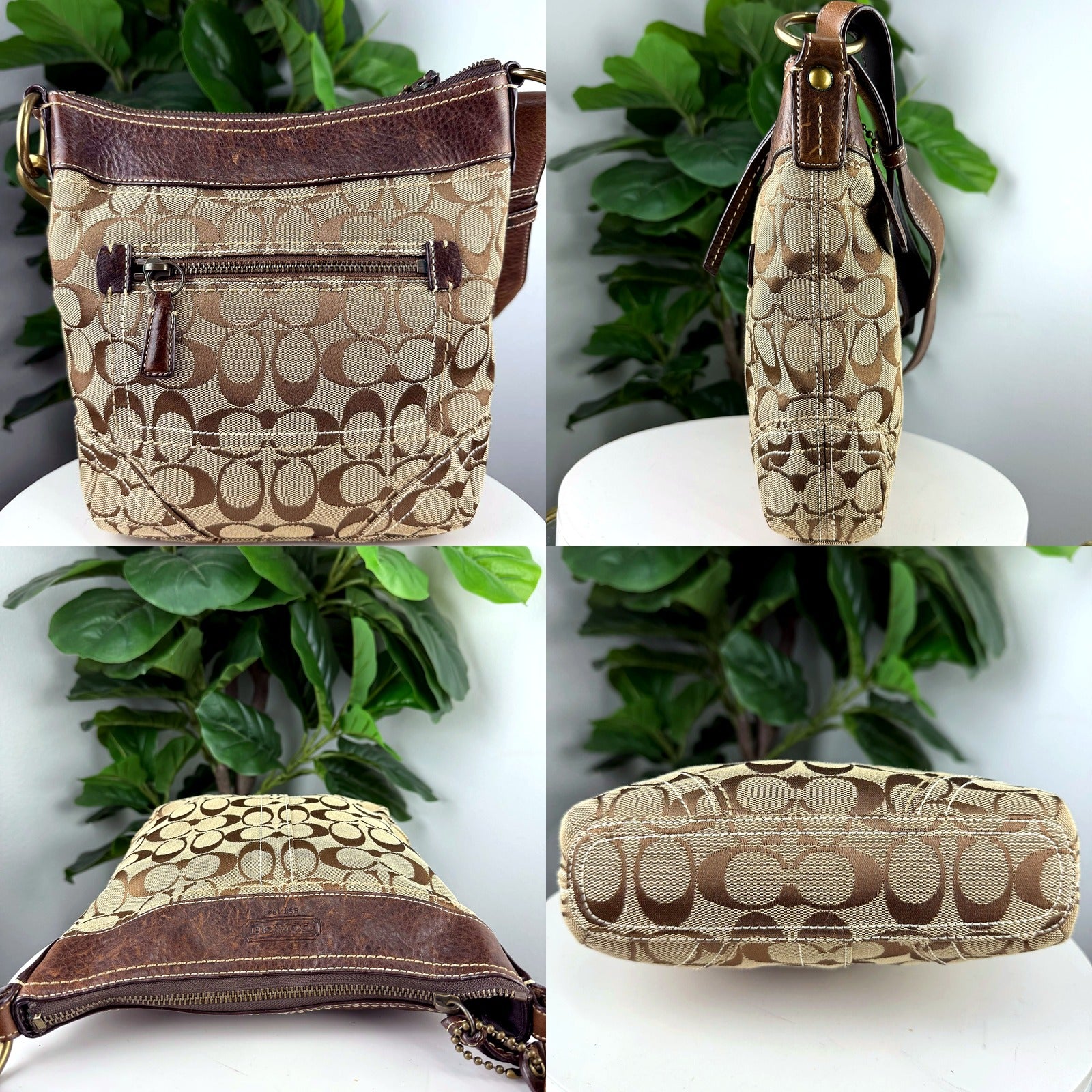 Authentic Coach Signature Jacquard Crossbody Bucket Bag
