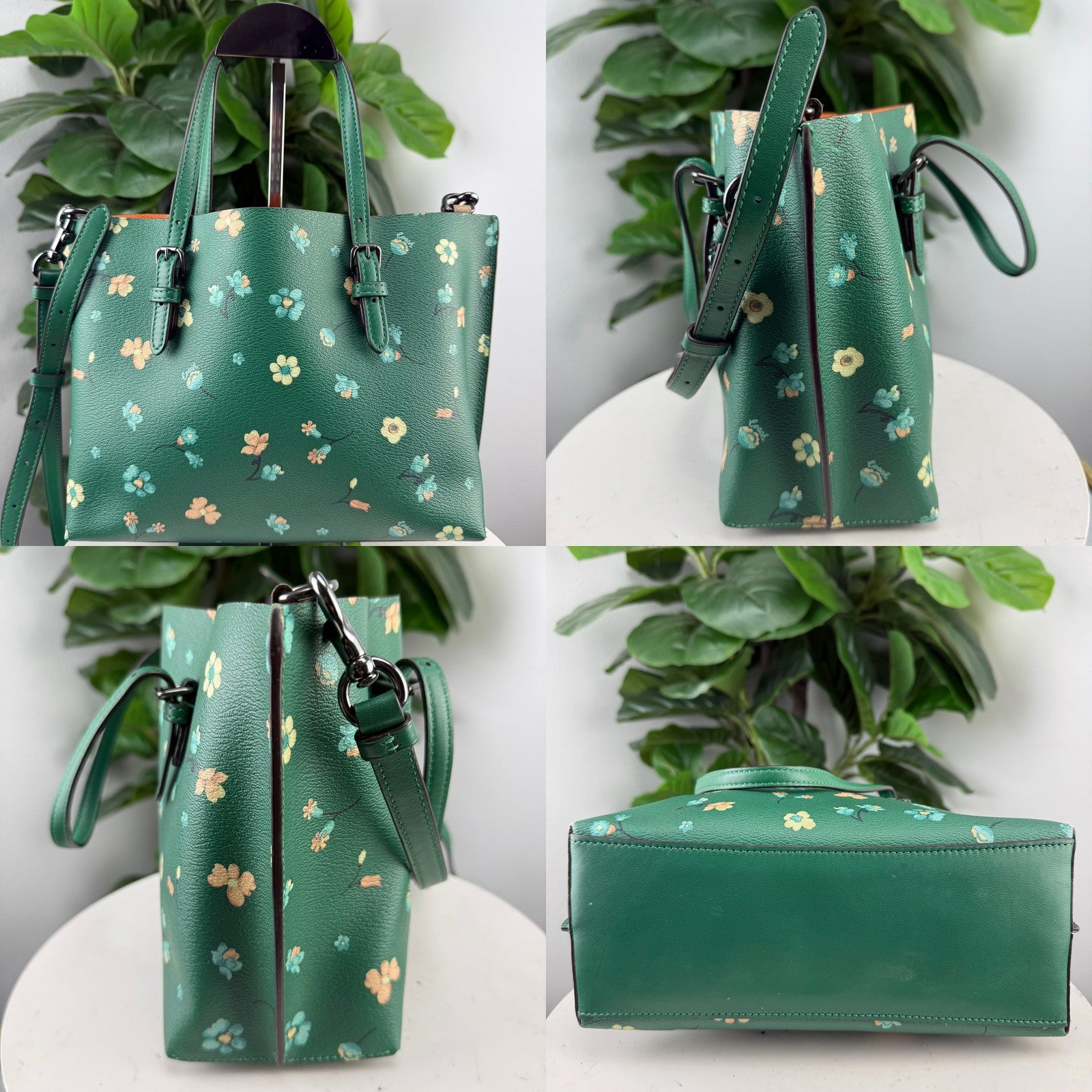 Coach green floral tote - view 3