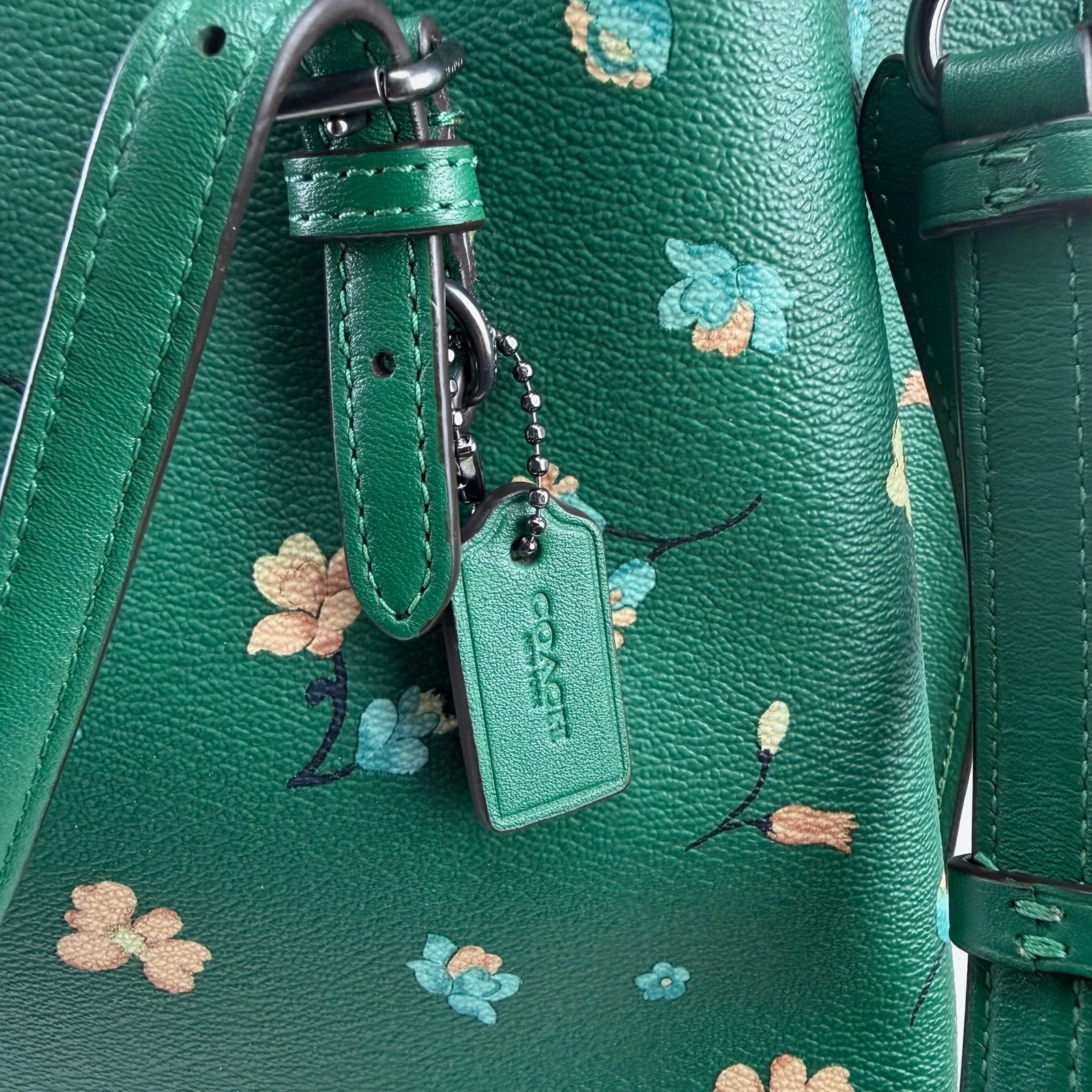 Coach green floral tote - view 7