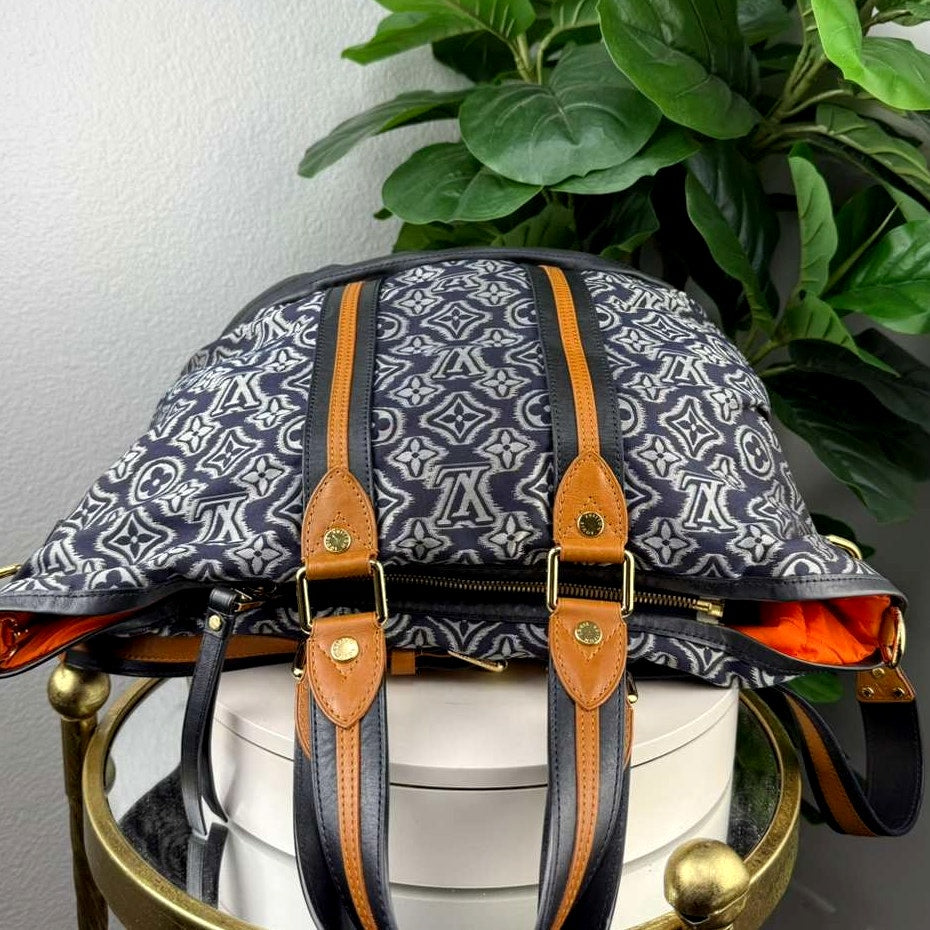 LIMITED EDITION Louis Vuitton Navy Jacquard Monogram Fabric Aviator Bag