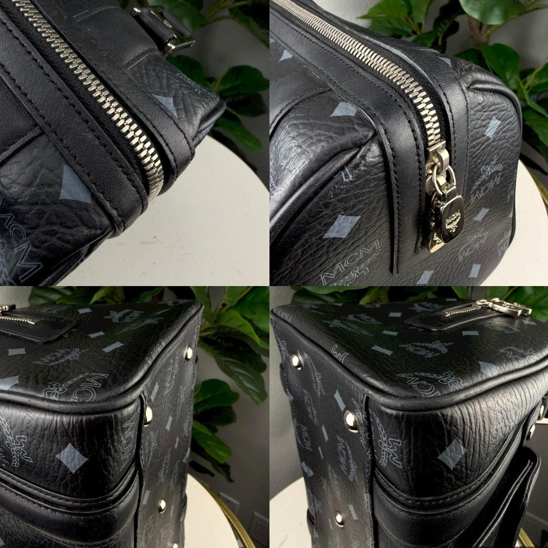 Authentic MCM Small Visetos Boston Bag Black