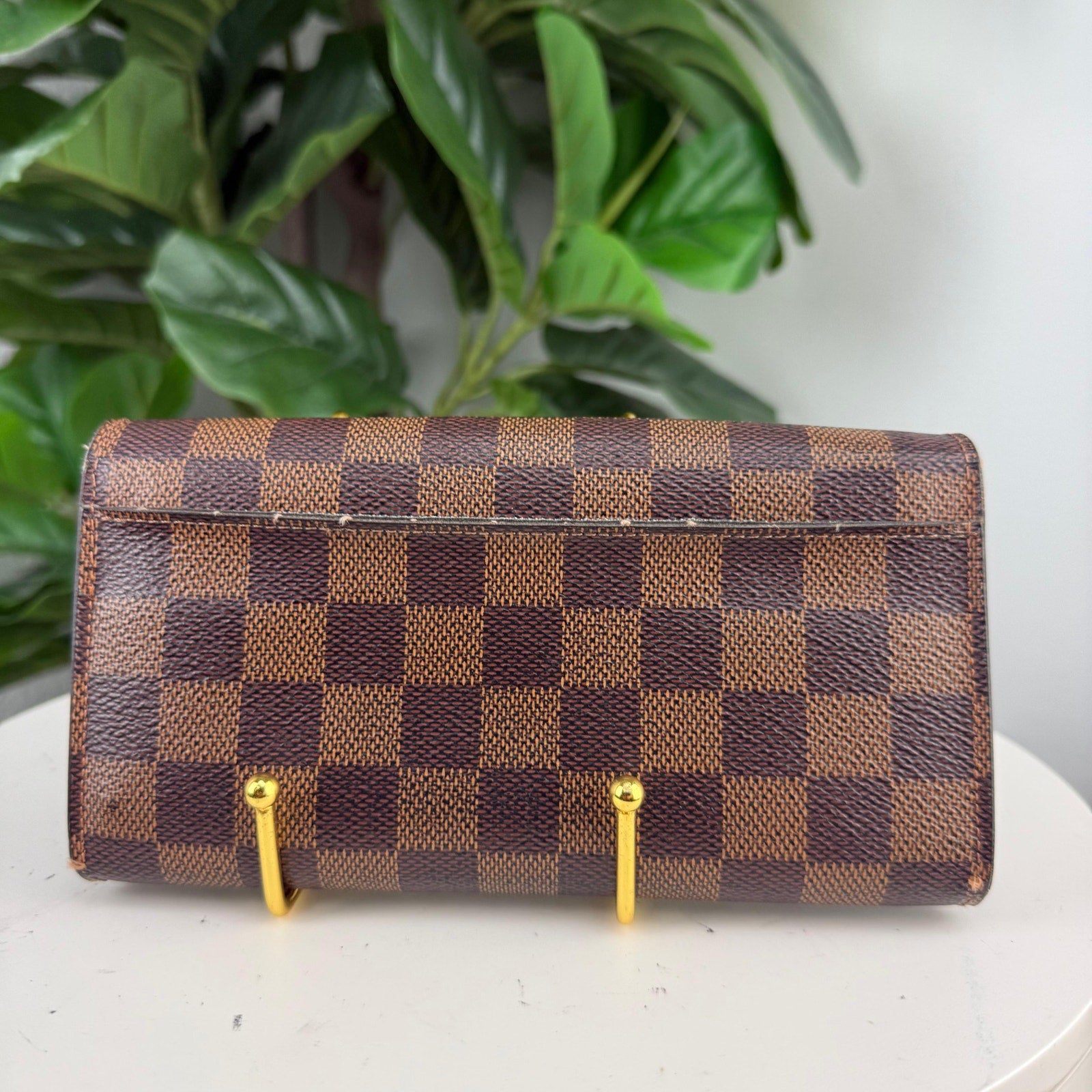 Louis Vuitton Damier Ebene Sarah Wallet Brown Long Wallet Authentic