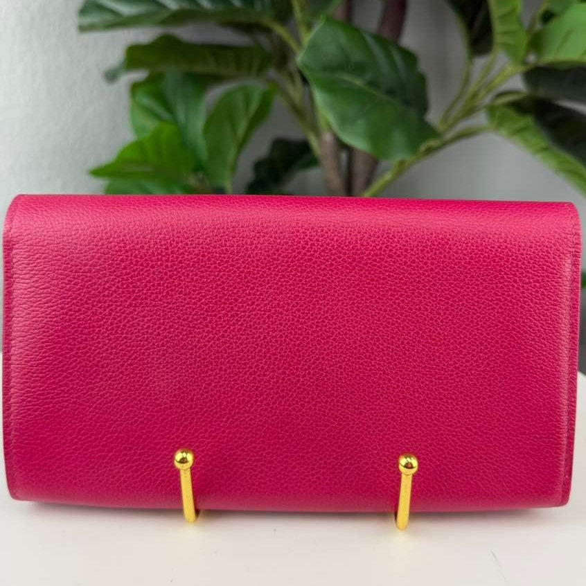 Authentic Louis Vuitton Lockme Long Wallet Pink Calf Leather