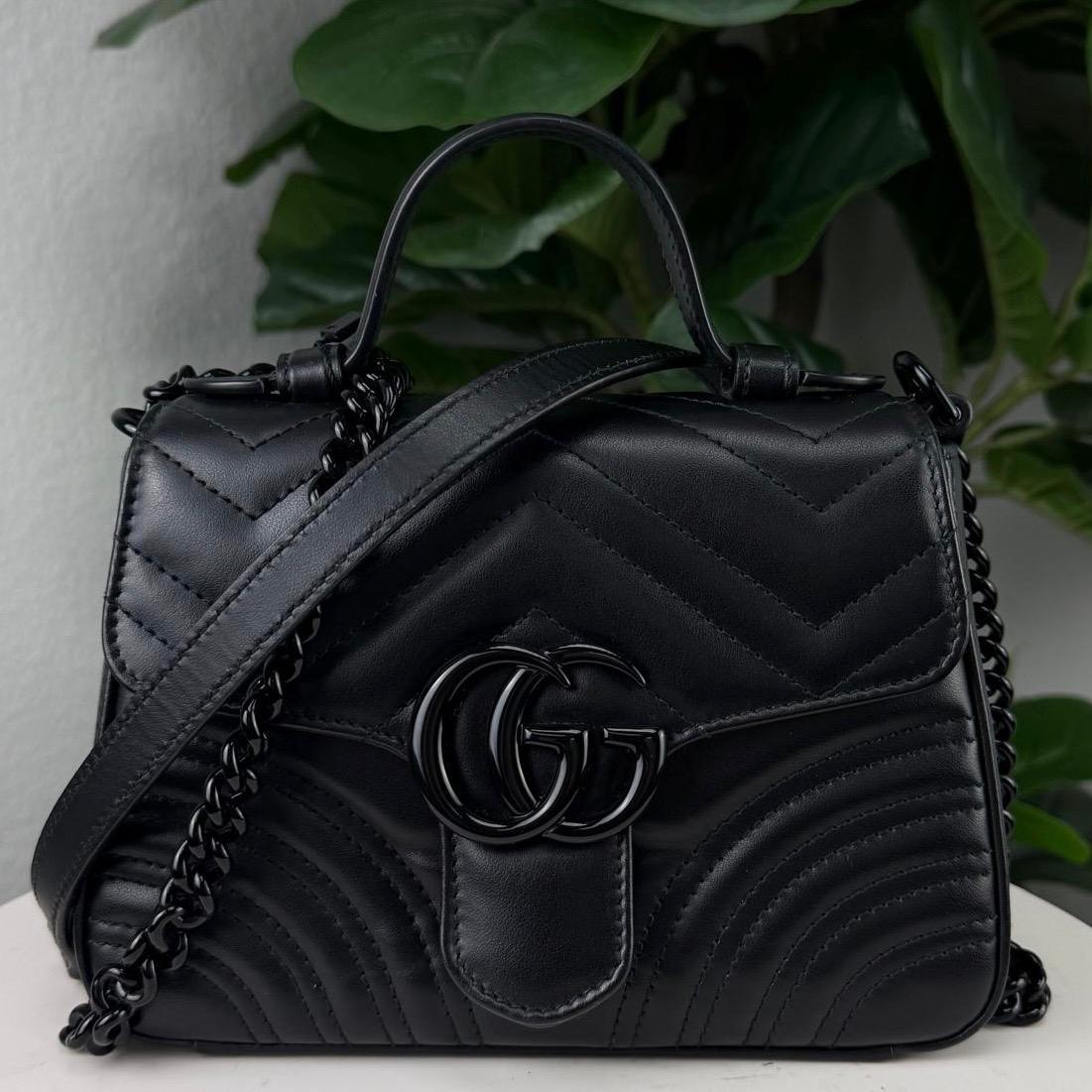 Authentic Gucci GG Marmont Top Handle Shoulder Bag