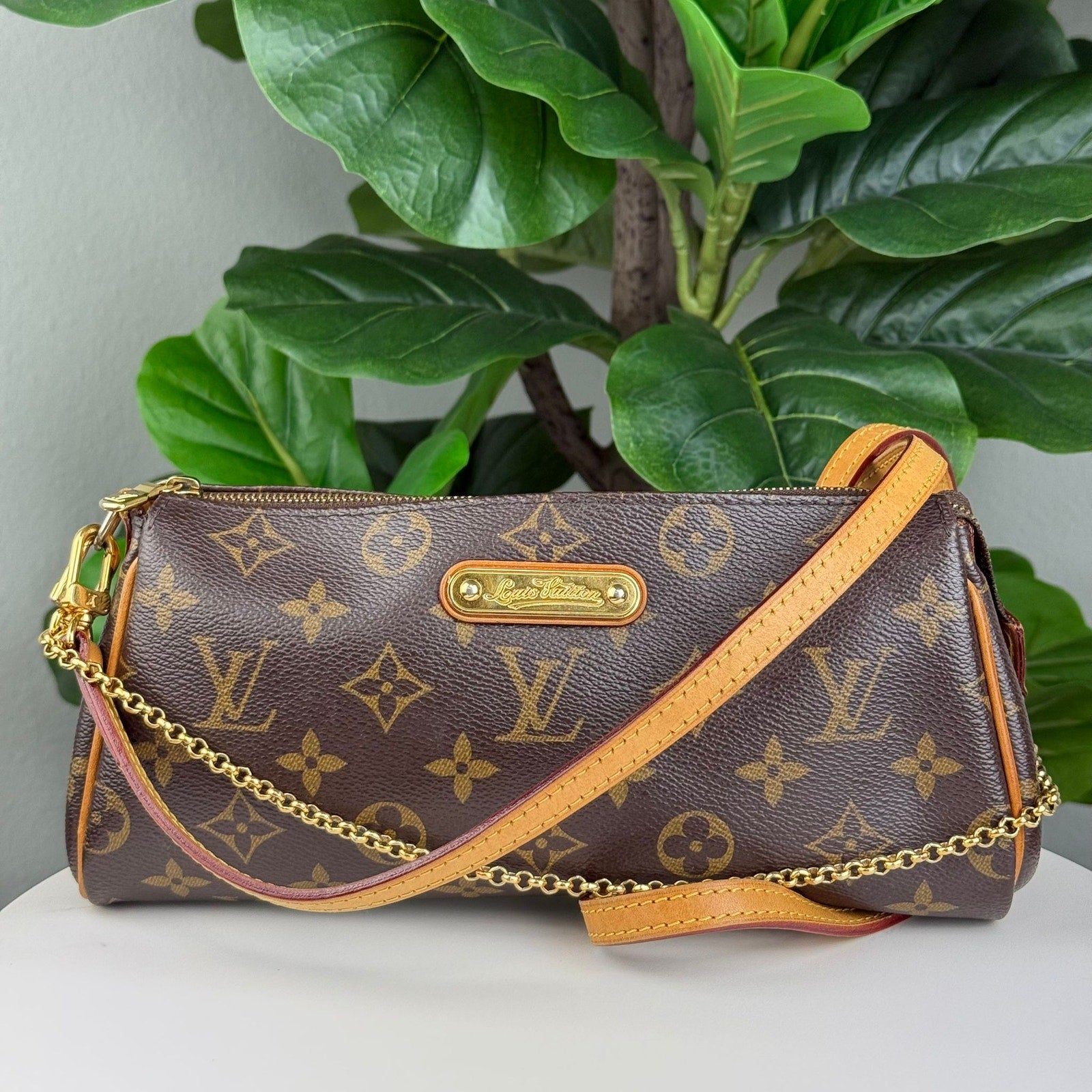 Authentic Louis Vuitton Monogram Canvas Eva Clutch Bag