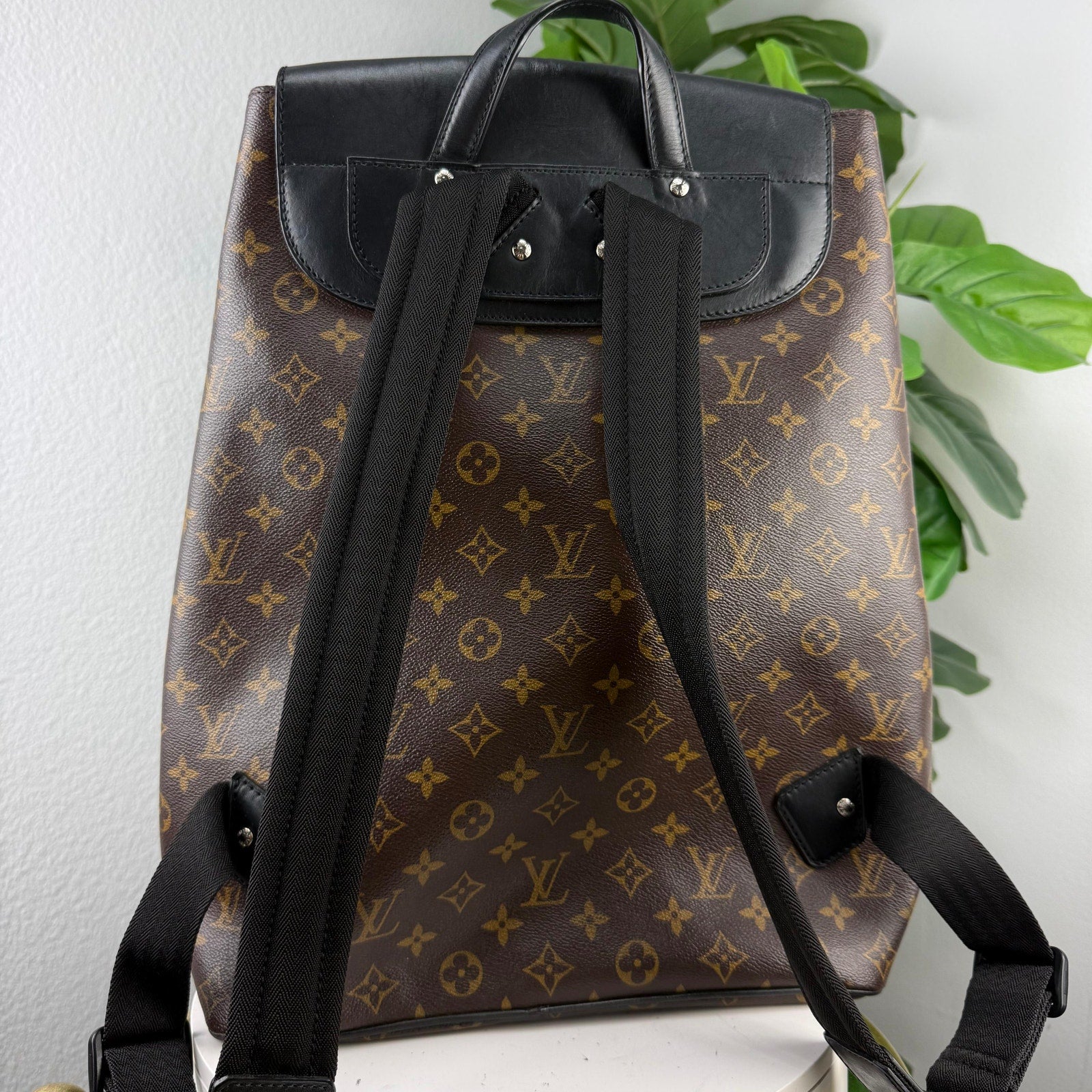 Louis Vuitton Josh Monogram Macassar Brown Black Backpack Bag Authentic Pre Owned