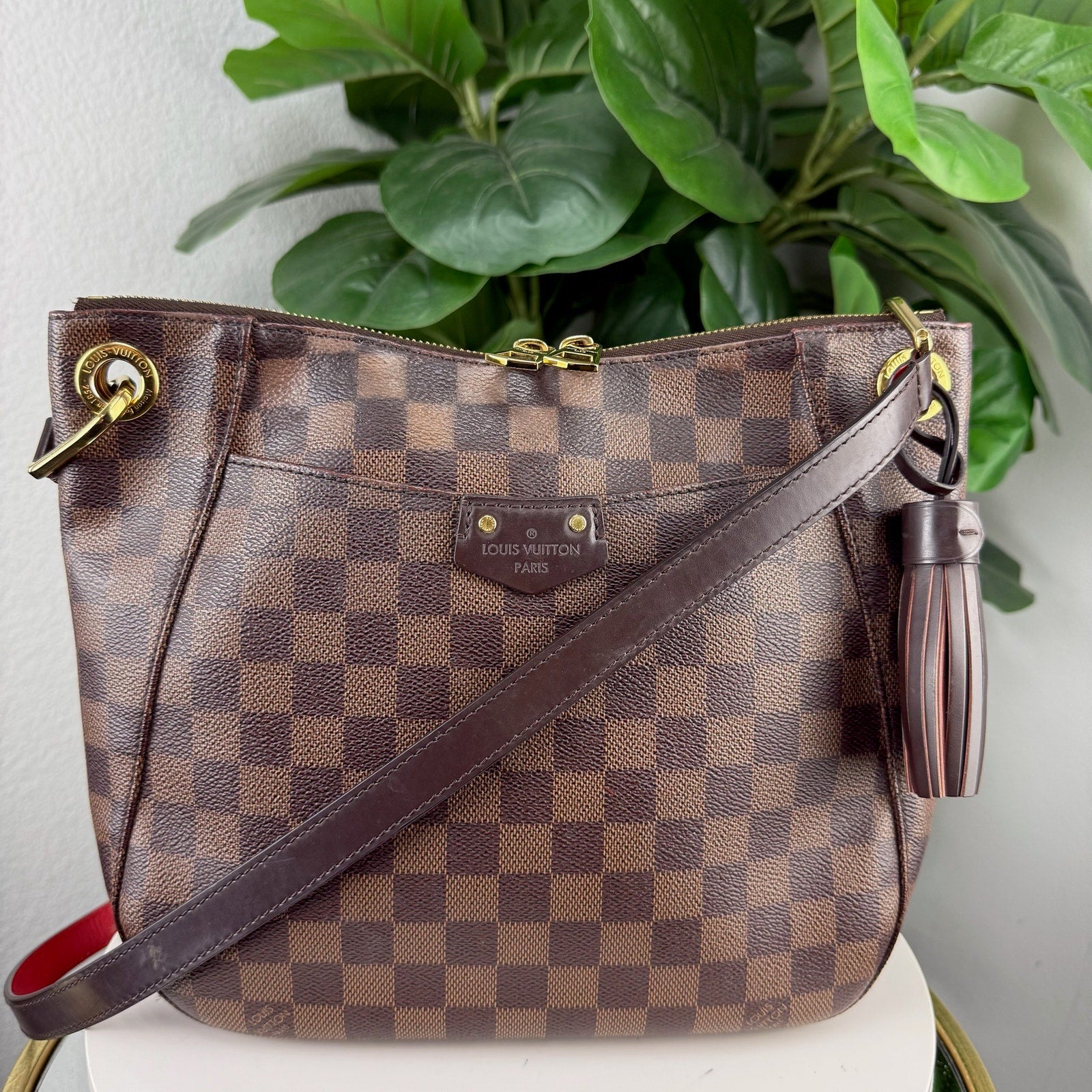 Louis Vuitton South Bank Damier Ebene Brown Shoulder Bag Authentic Pre Owned