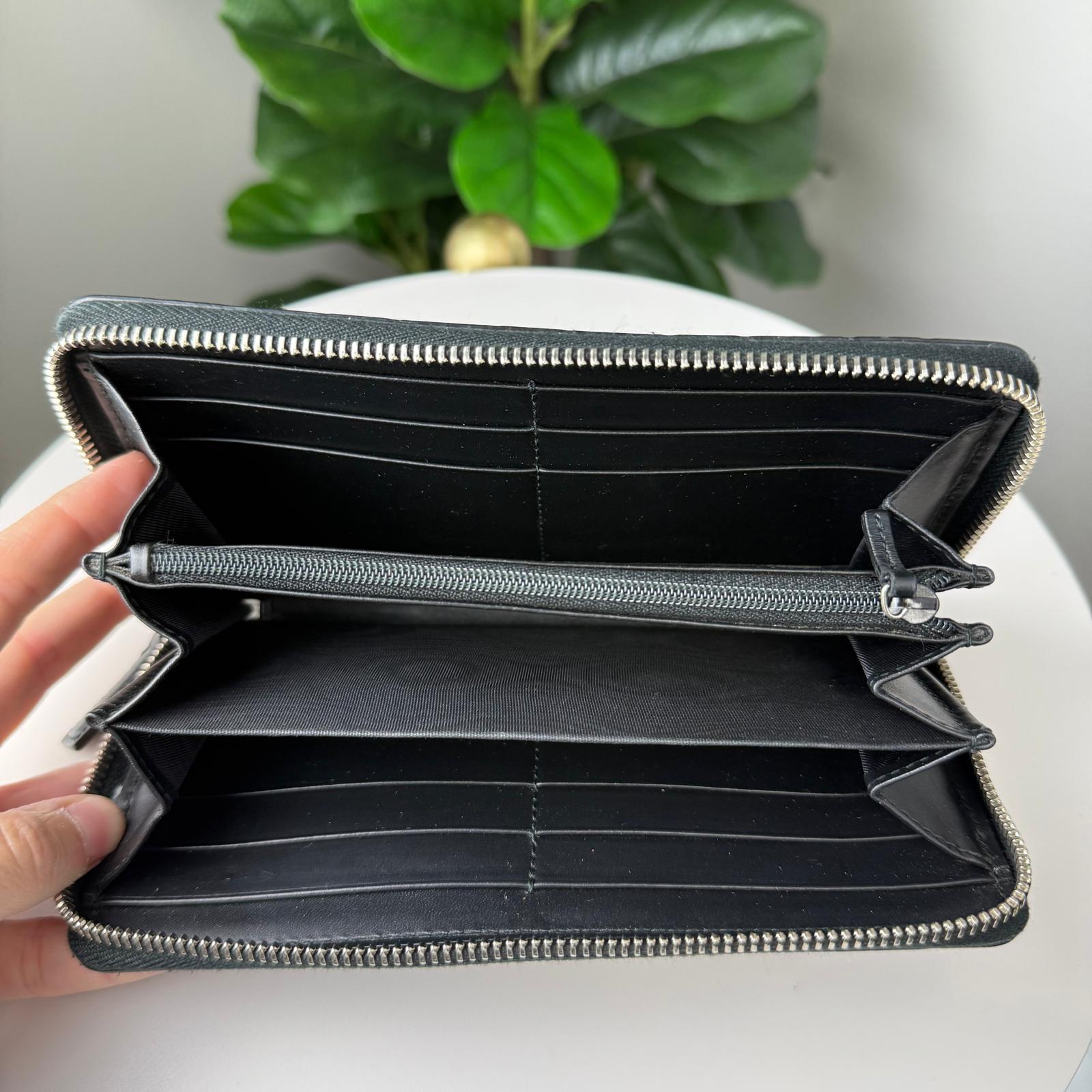 💎Authentic Gucci Long Wallet Sherry Line Guccissima Black Leather