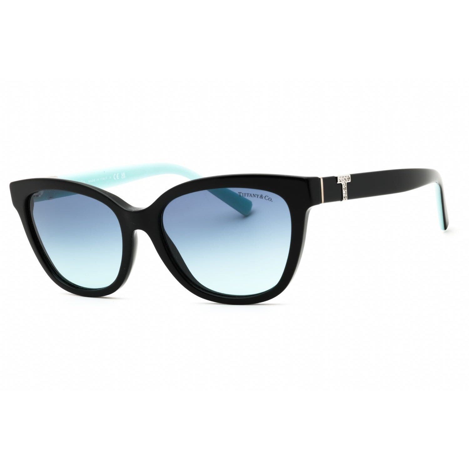 $600 Retail Tiffany & Co. Black Cat-eye Frame Azure Gradient Blue Sunglasses 55-17-140