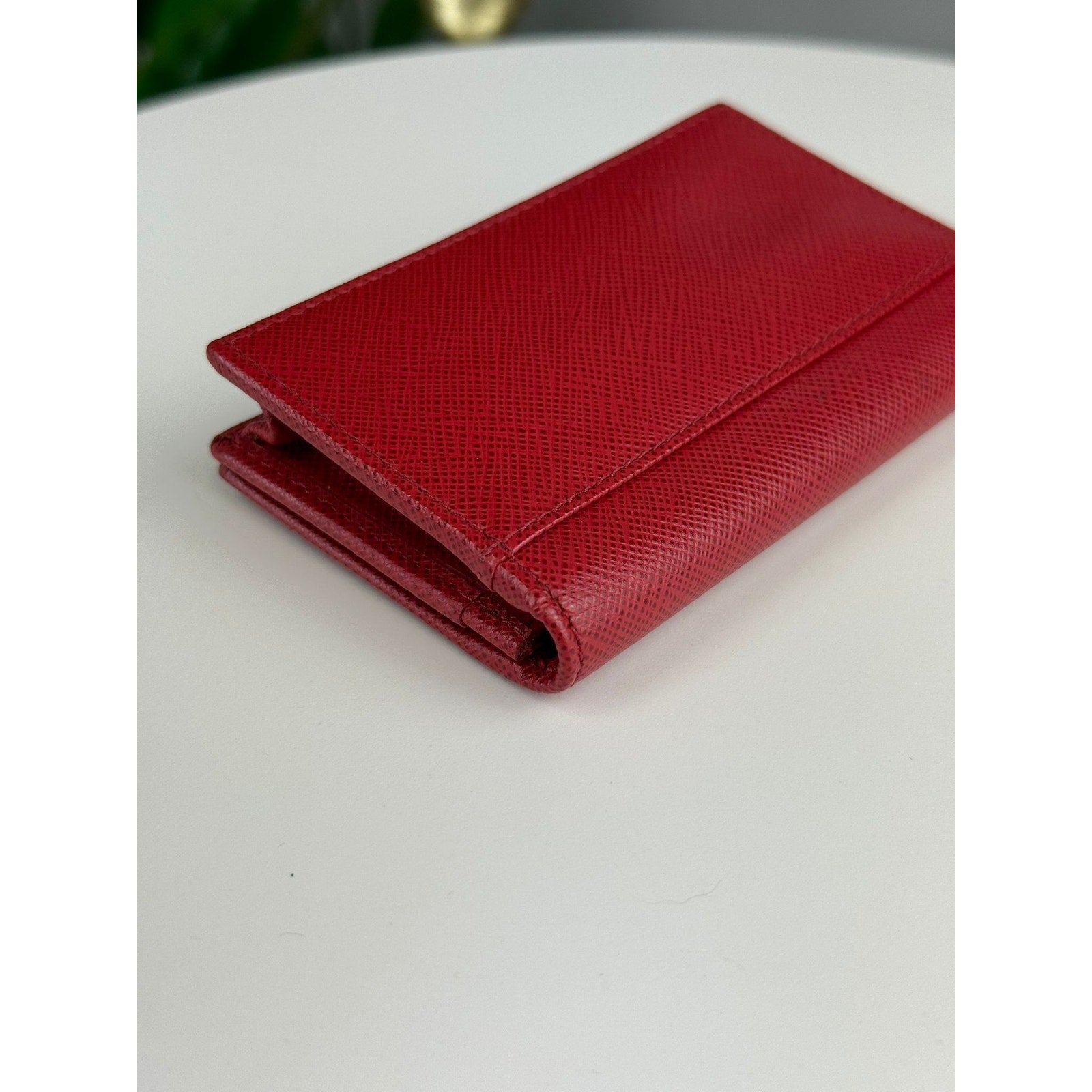 Authentic PRADA Saffiano Leather Card Wallet Red