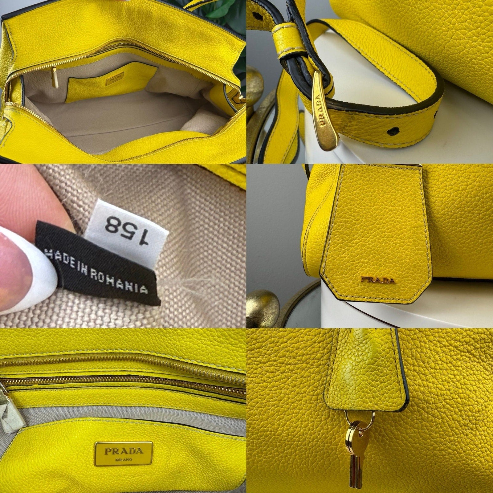 💎Authentic PRADA Girasole Vitello Grain Leather Two-Way Tote Bag