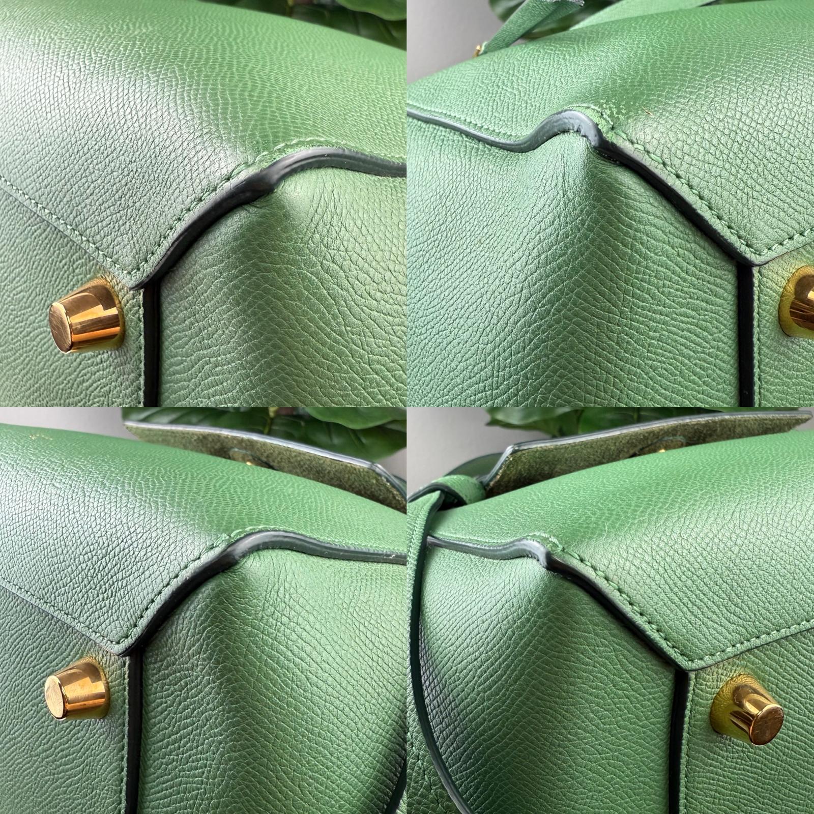 šAuthentic Celine Grained Calfskin Nano Belt Bag PopĀ Green
