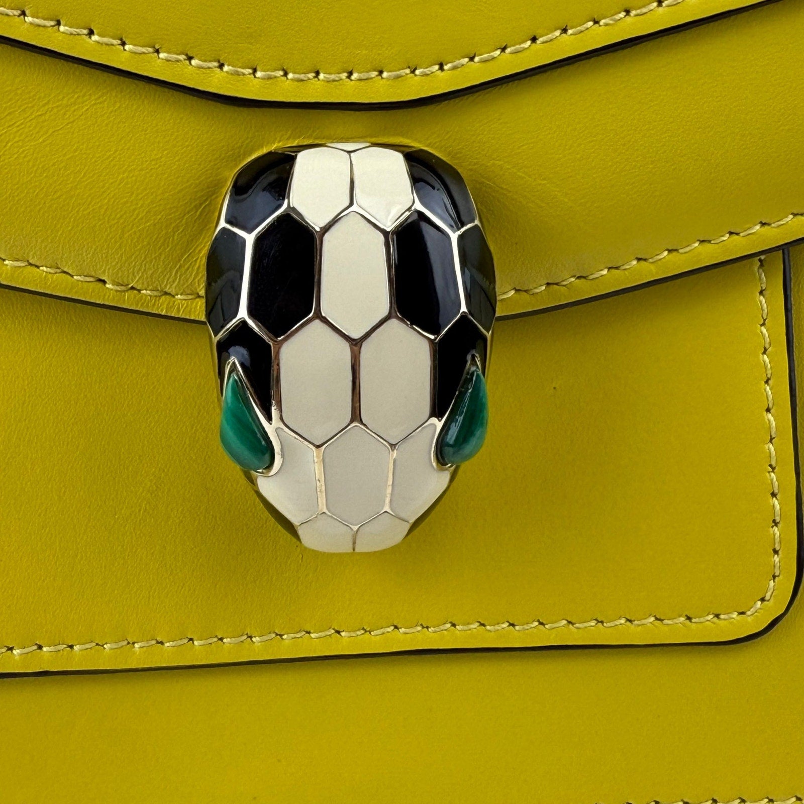 Authentic Bvlgari Yellow Leather Serpenti Forever Crossbody Bag
