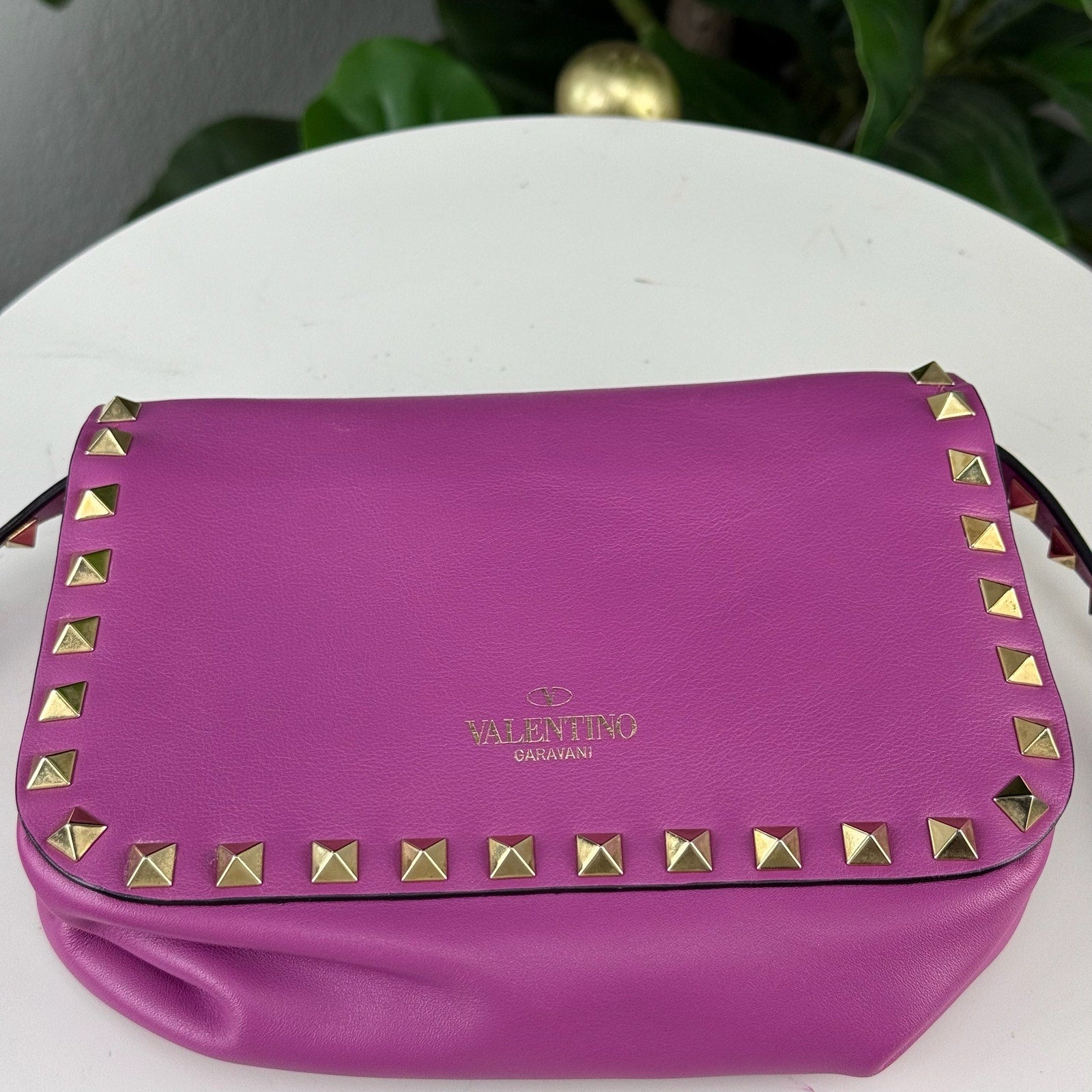 Valentino Garavani Rockstud Flip Lock Mini Crossbody Bag in Pink Leather