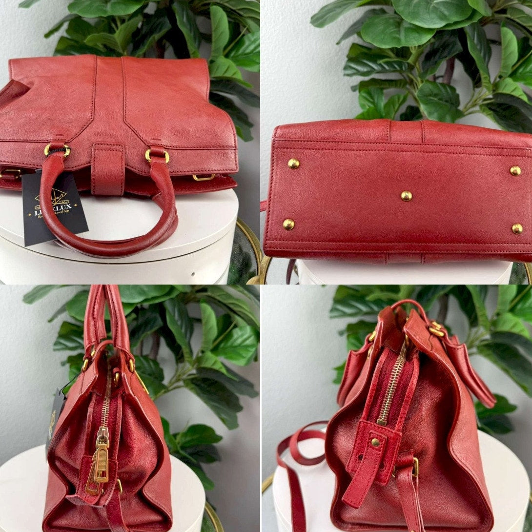 Authentic Saint Laurent Cabas Chyc Medium Tote Bag Red YSL