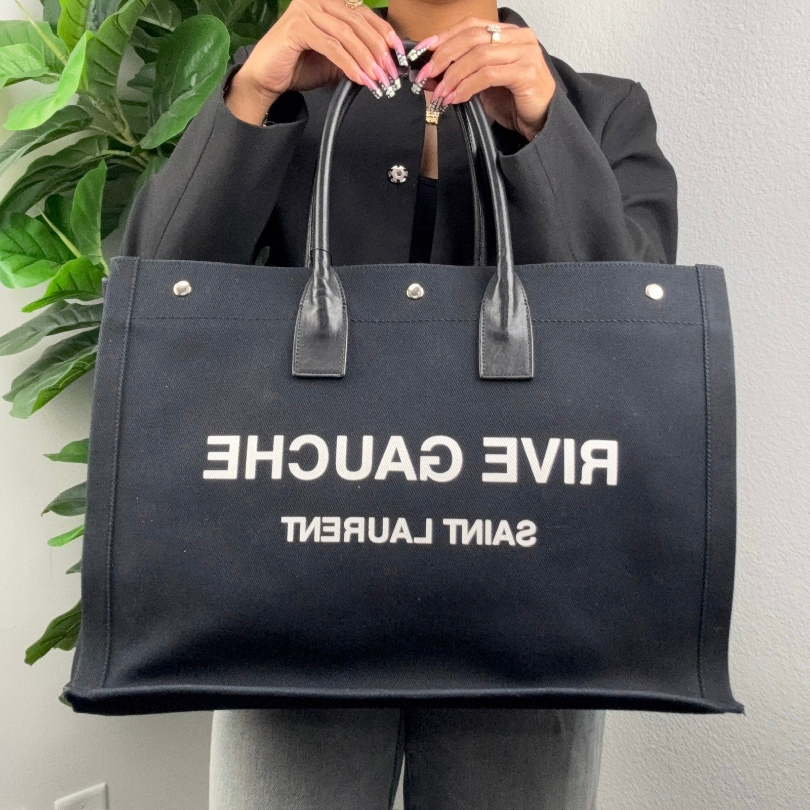 Authentic Saint Laurent Large Rive Gauche Tote Bag