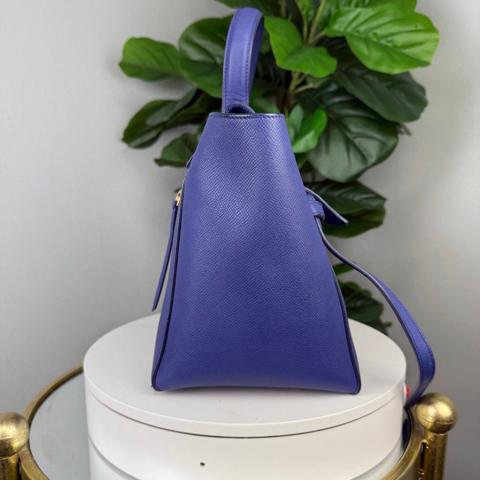 💎Authentic Celine Drummed Calfskin Small Belt Bag Indigo